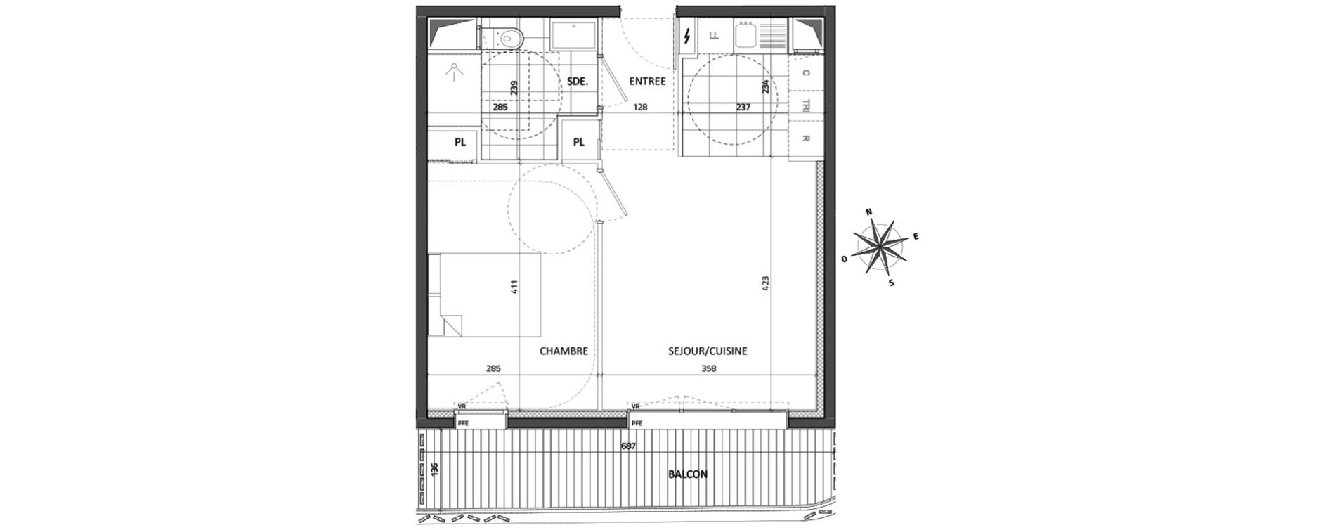 Appartement T2 de 40,99 m2 &agrave; Rueil-Malmaison Buzenval