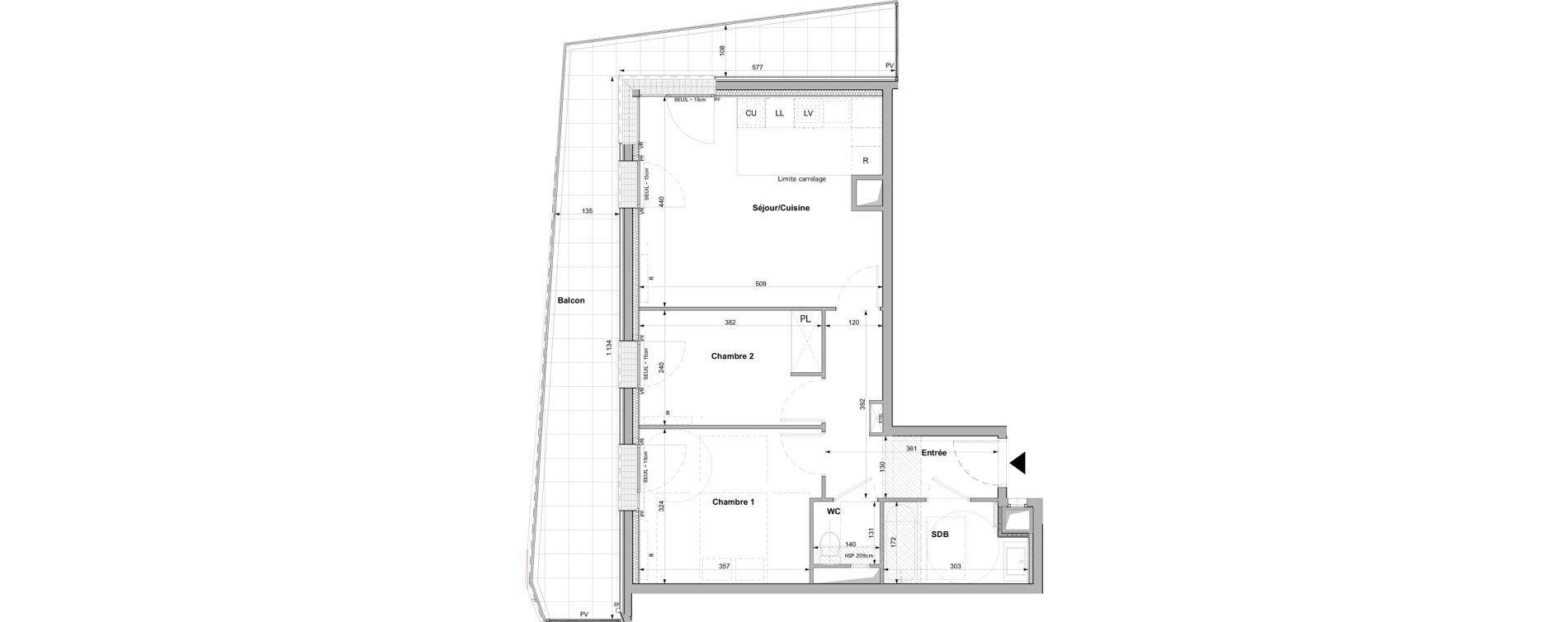 Appartement T3 de 57,00 m2 &agrave; Rueil-Malmaison Plaine - gare