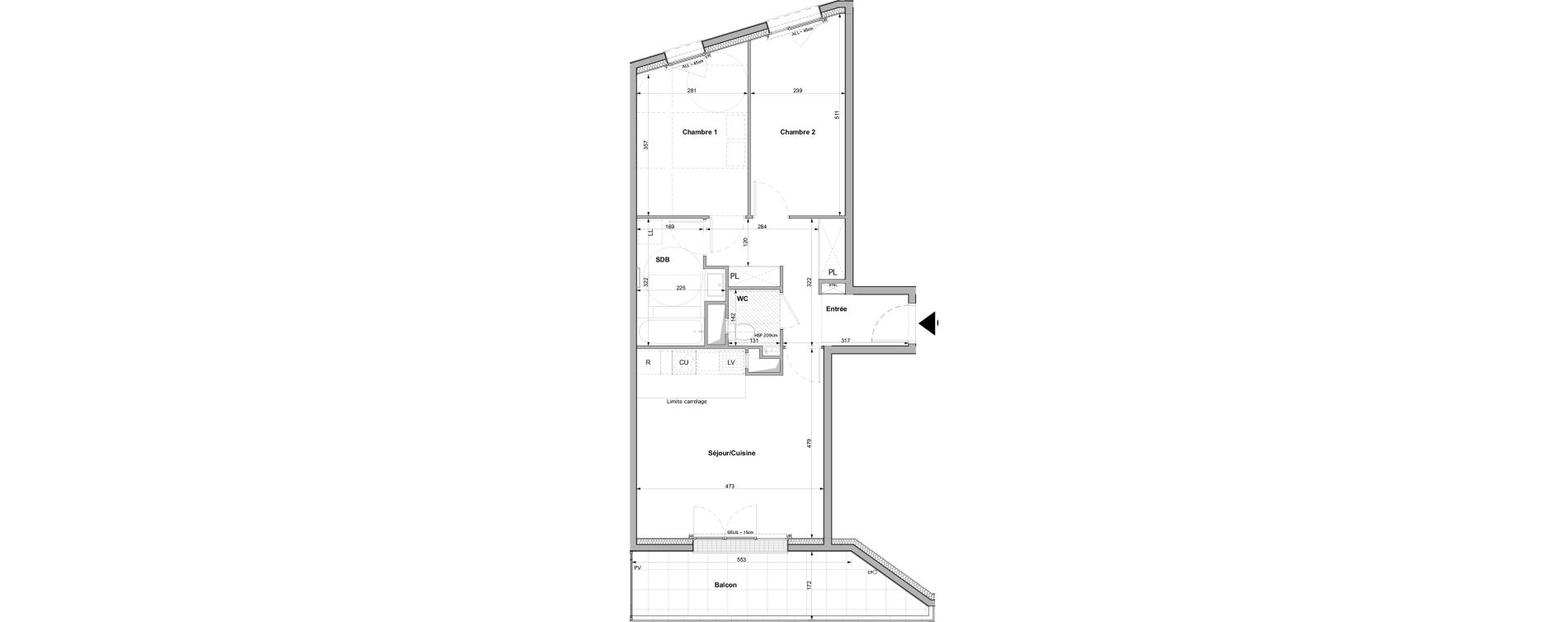 Appartement T3 de 62,40 m2 &agrave; Rueil-Malmaison Plaine - gare