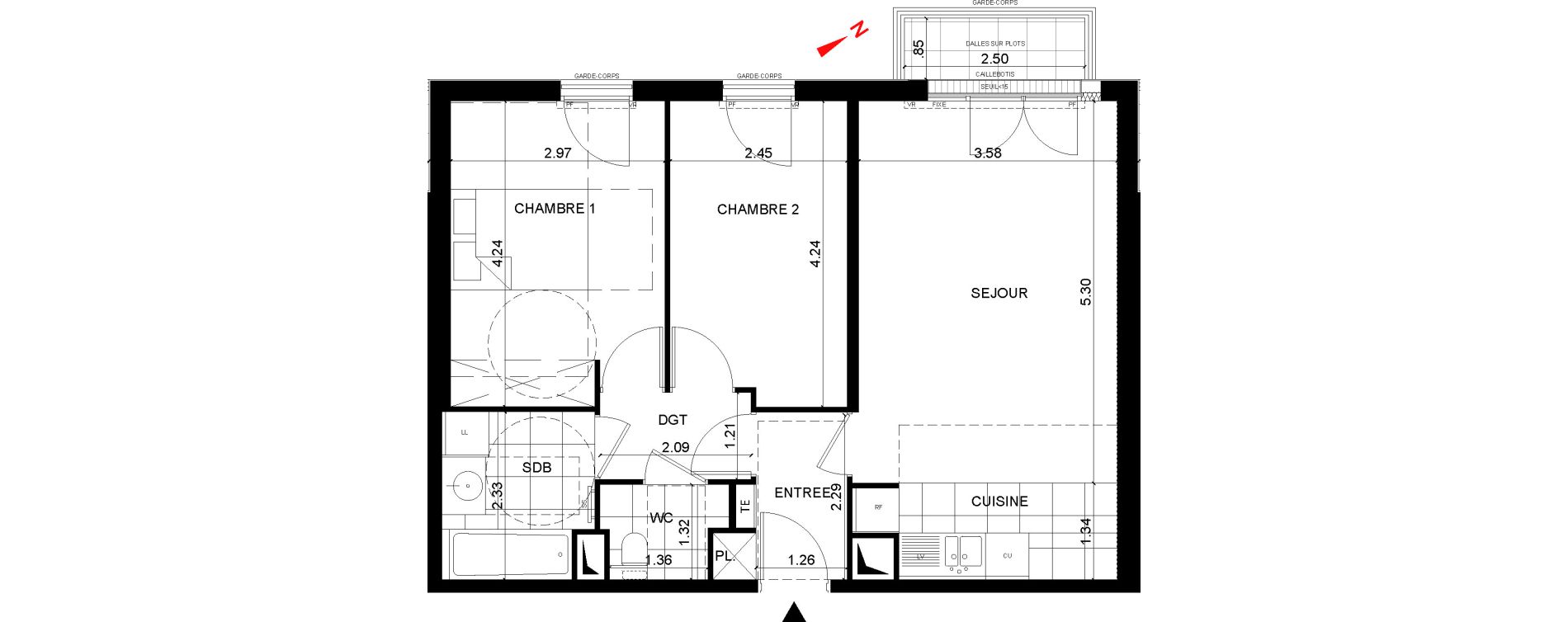 Appartement T3 de 58,57 m2 à Rueil-Malmaison Centre