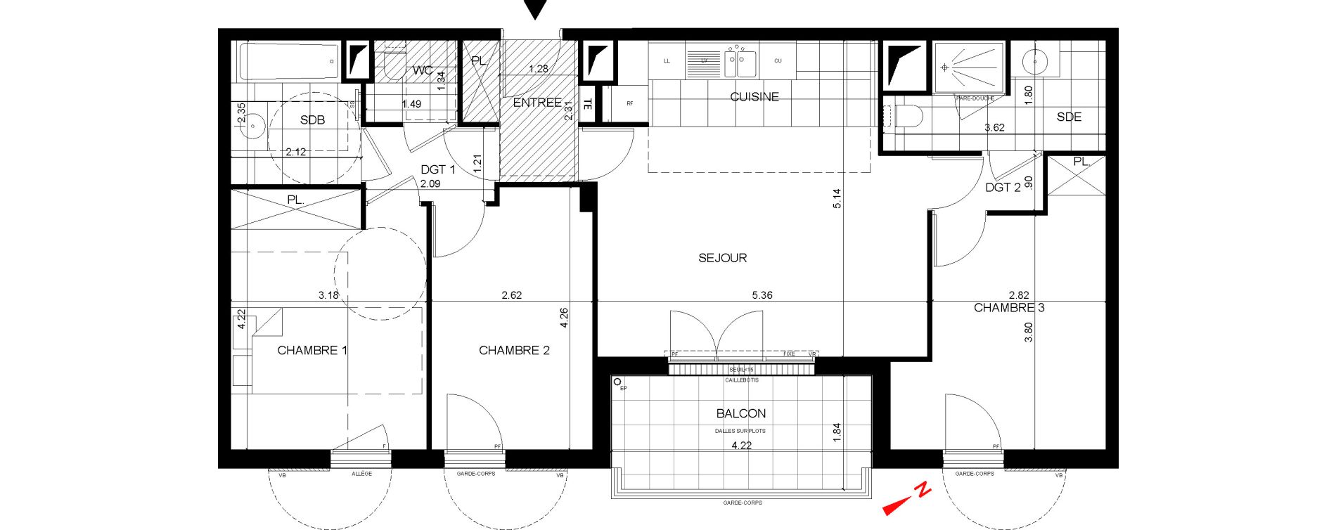 Appartement T4 de 82,67 m2 &agrave; Rueil-Malmaison Centre