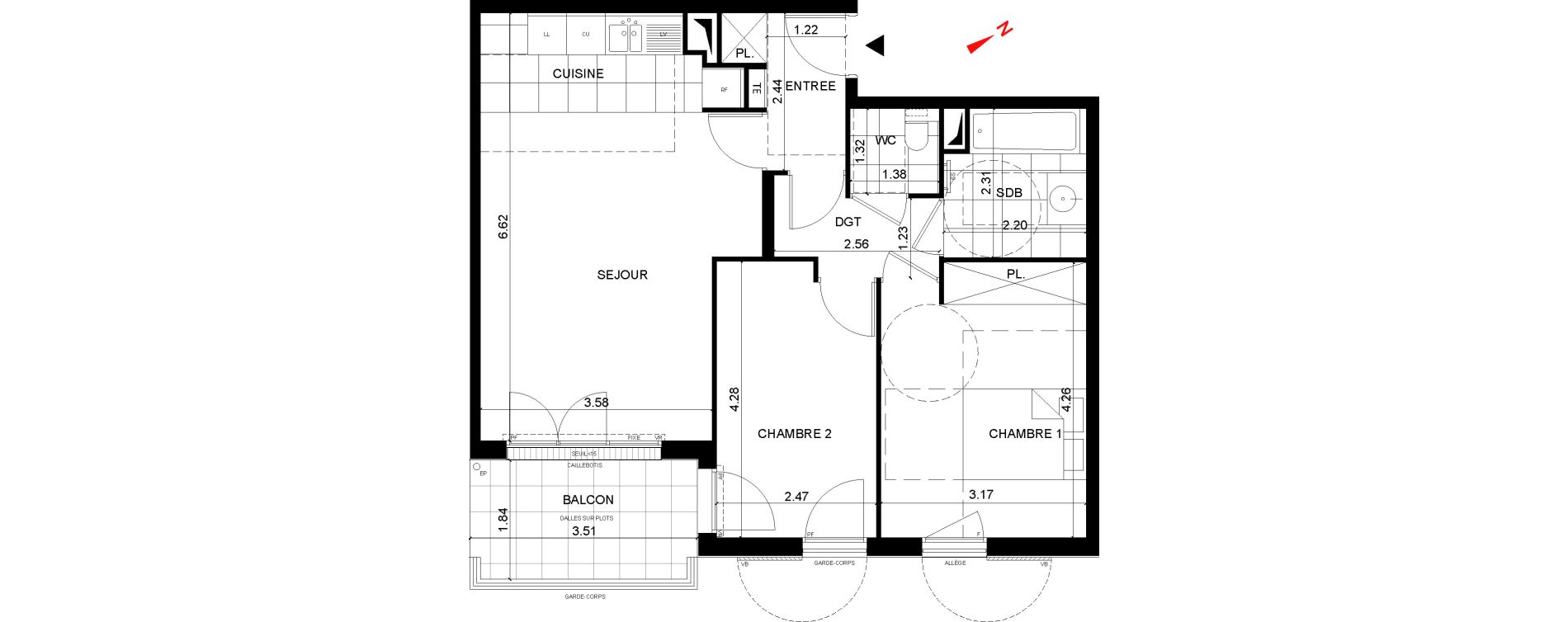 Appartement T3 de 62,27 m2 &agrave; Rueil-Malmaison Centre