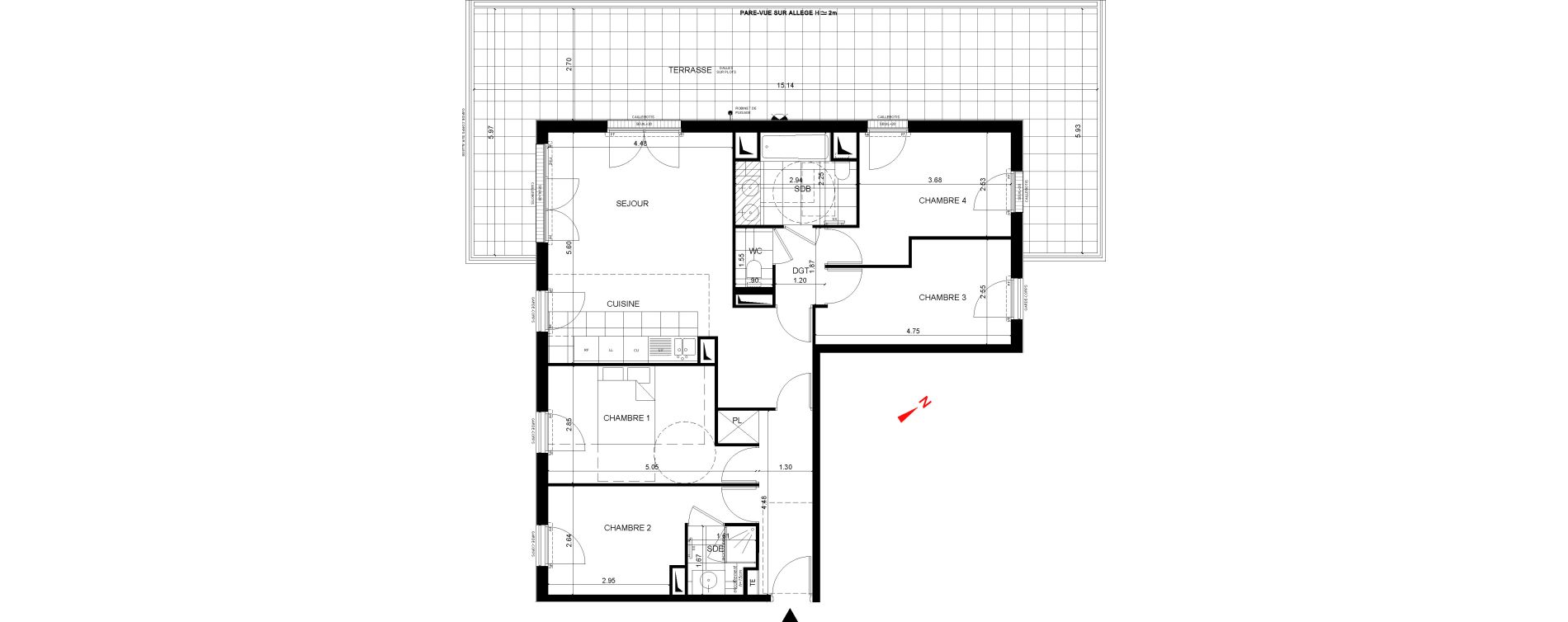 Appartement T5 de 91,86 m2 &agrave; Rueil-Malmaison Centre