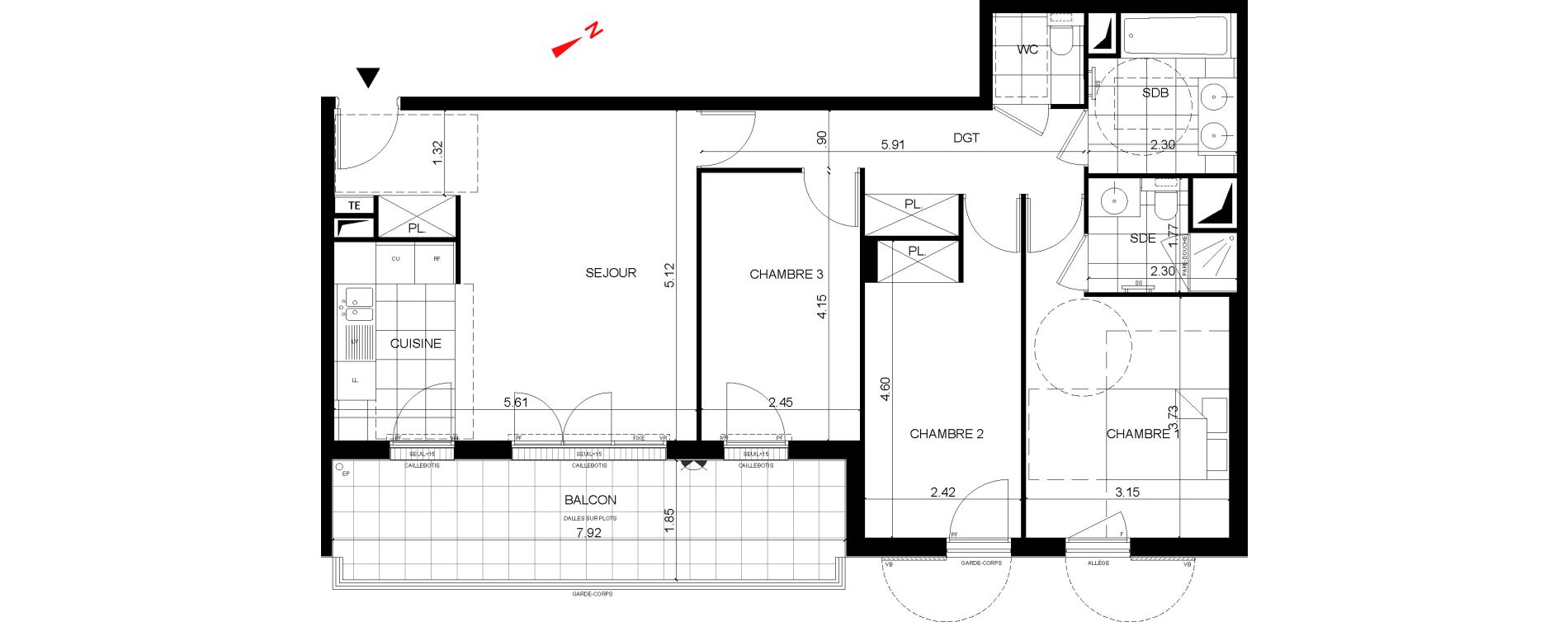 Appartement T4 de 81,17 m2 &agrave; Rueil-Malmaison Centre