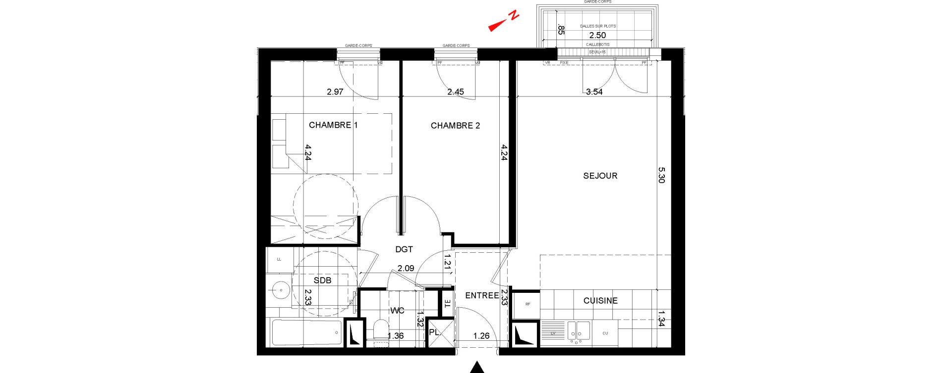Appartement T3 de 58,57 m2 &agrave; Rueil-Malmaison Centre