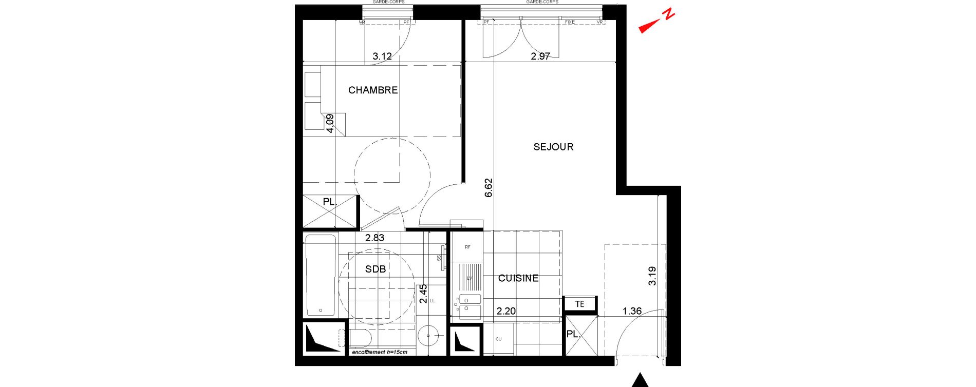 Appartement T2 de 41,76 m2 &agrave; Rueil-Malmaison Centre