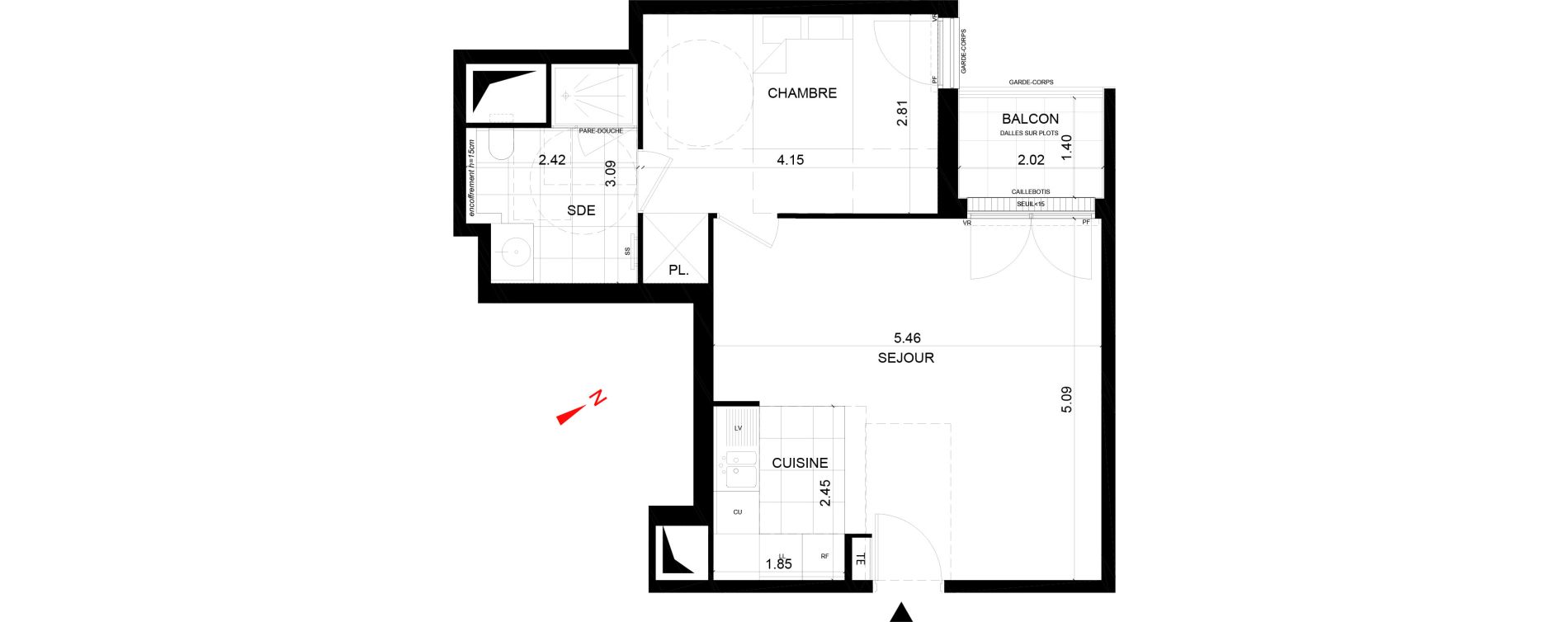 Appartement T2 de 46,18 m2 &agrave; Rueil-Malmaison Centre