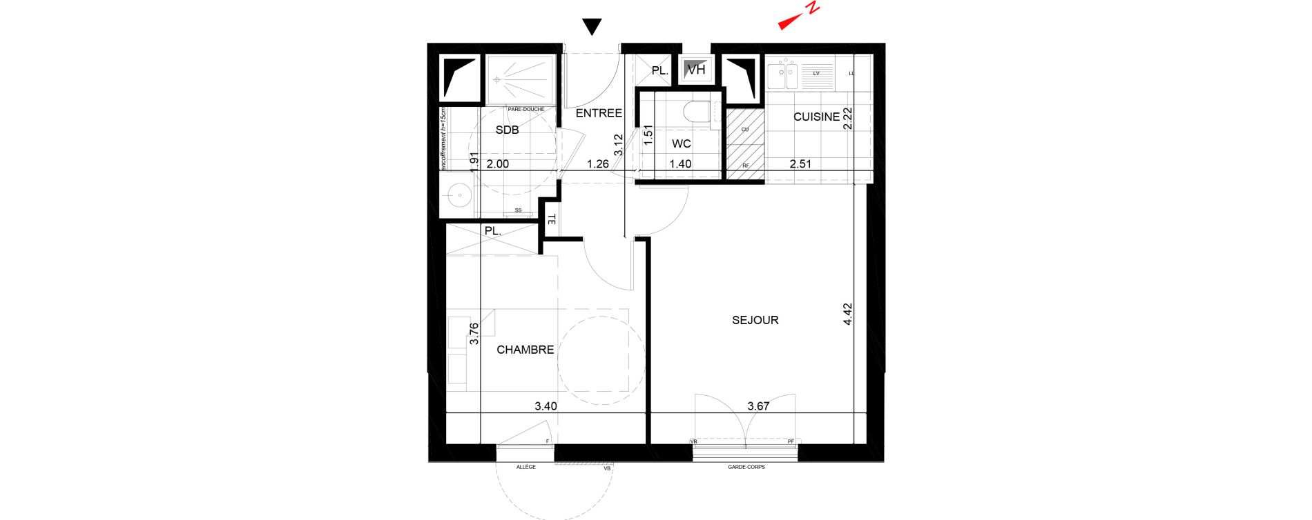 Appartement T2 de 44,75 m2 &agrave; Rueil-Malmaison Centre