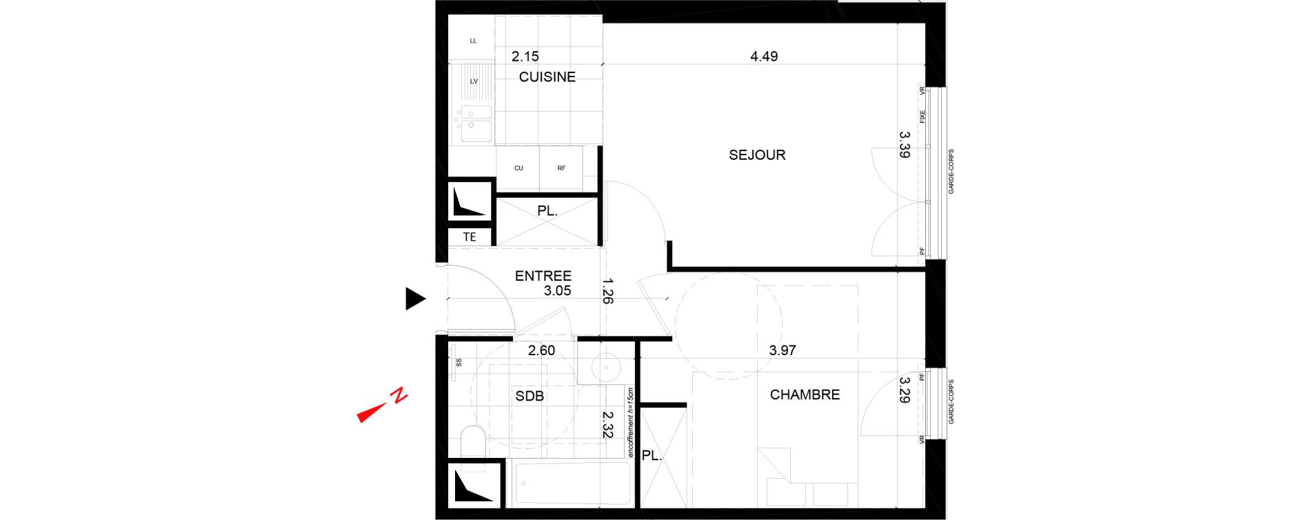 Appartement T2 de 42,84 m2 &agrave; Rueil-Malmaison Centre