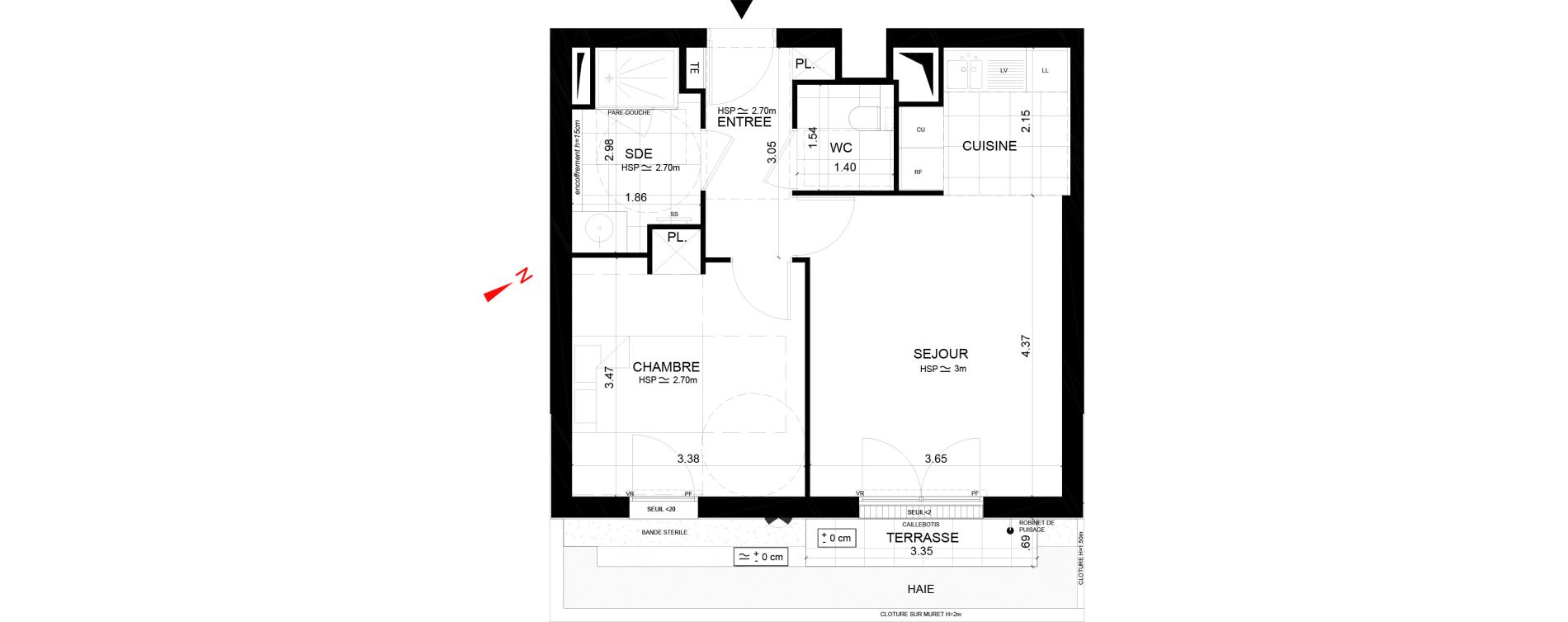 Appartement T2 de 43,79 m2 &agrave; Rueil-Malmaison Centre