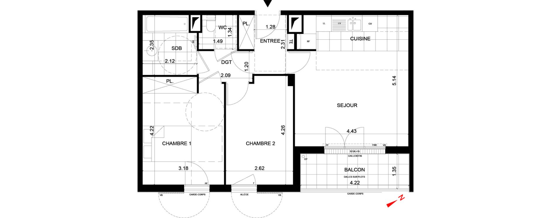 Appartement T3 de 59,43 m2 &agrave; Rueil-Malmaison Centre