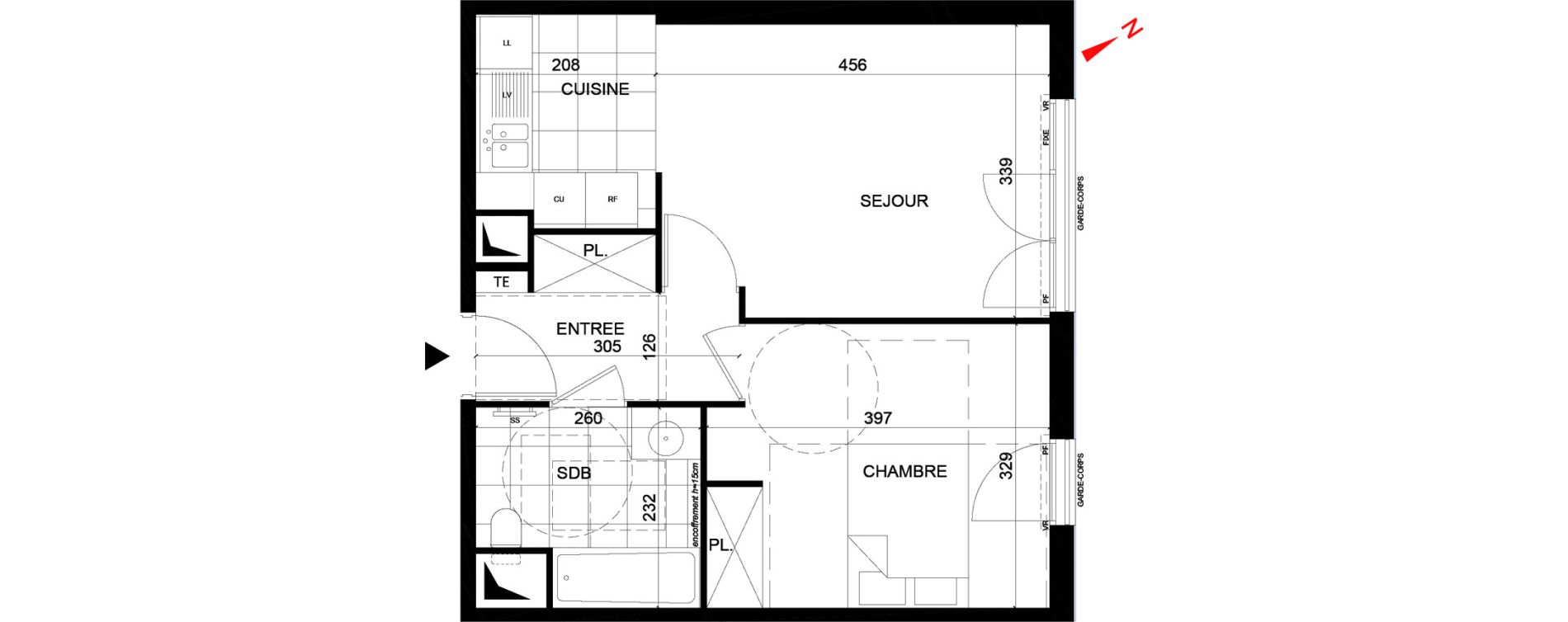 Appartement T2 de 42,78 m2 &agrave; Rueil-Malmaison Centre