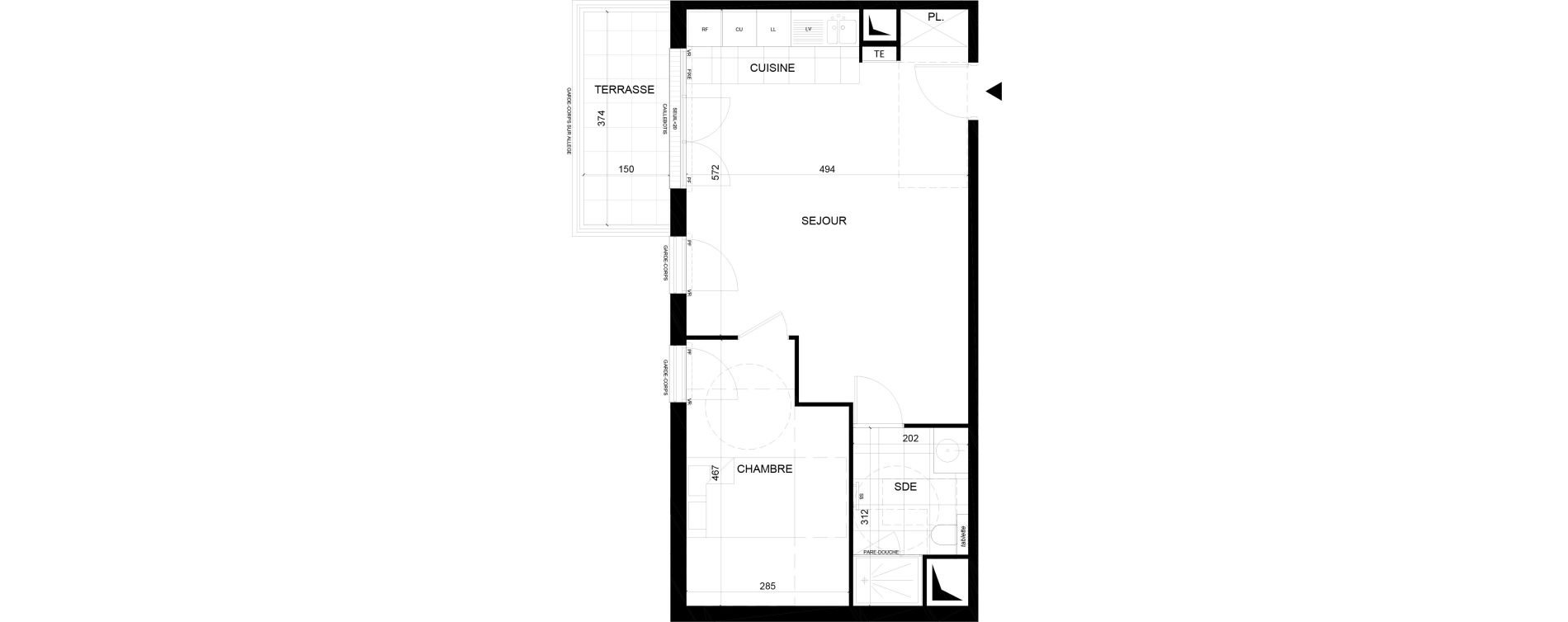 Appartement T2 de 49,60 m2 &agrave; Rueil-Malmaison Centre