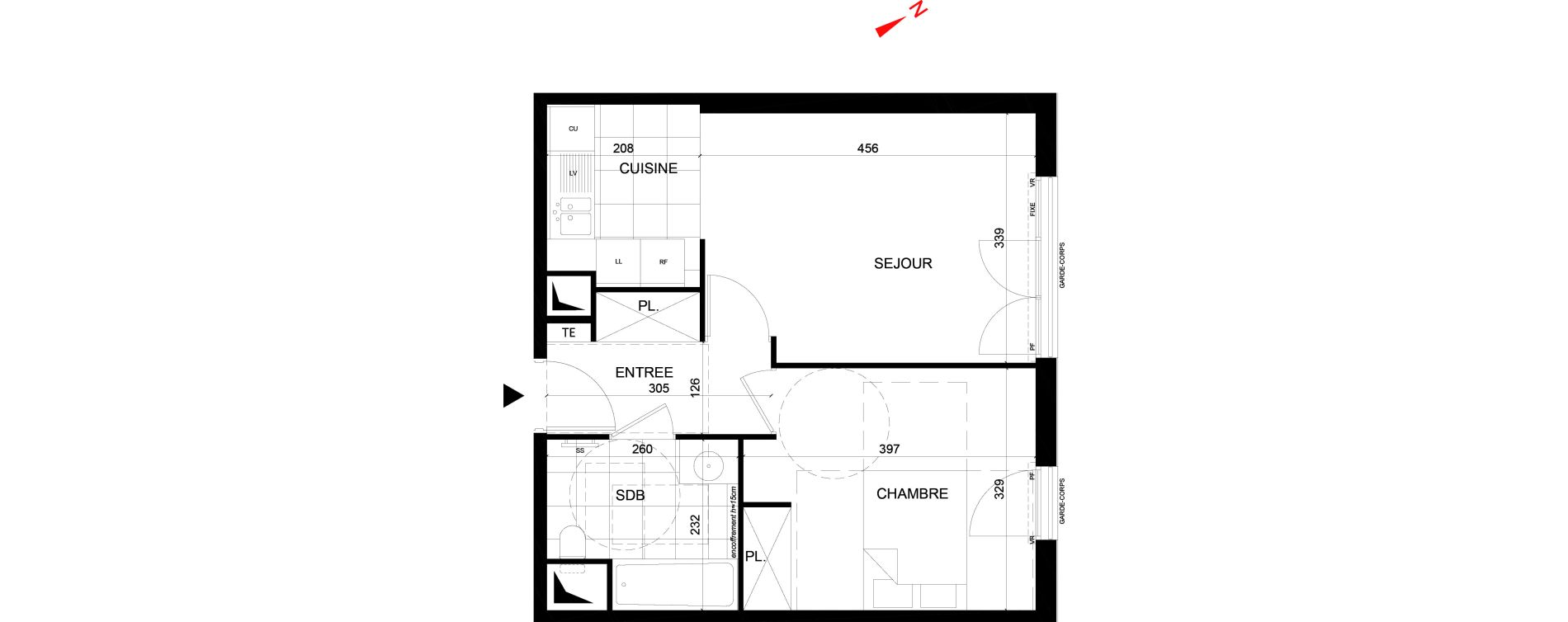 Appartement T2 de 42,78 m2 &agrave; Rueil-Malmaison Centre