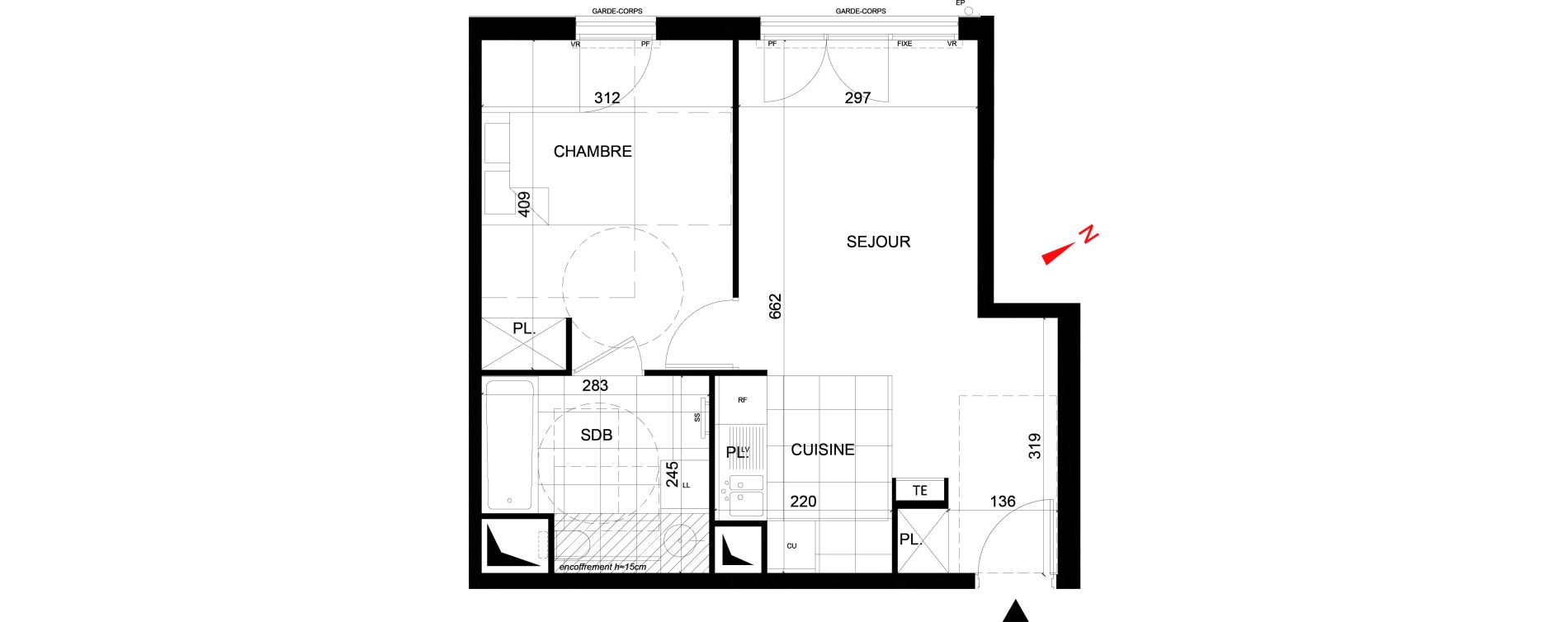 Appartement T2 de 41,76 m2 &agrave; Rueil-Malmaison Centre