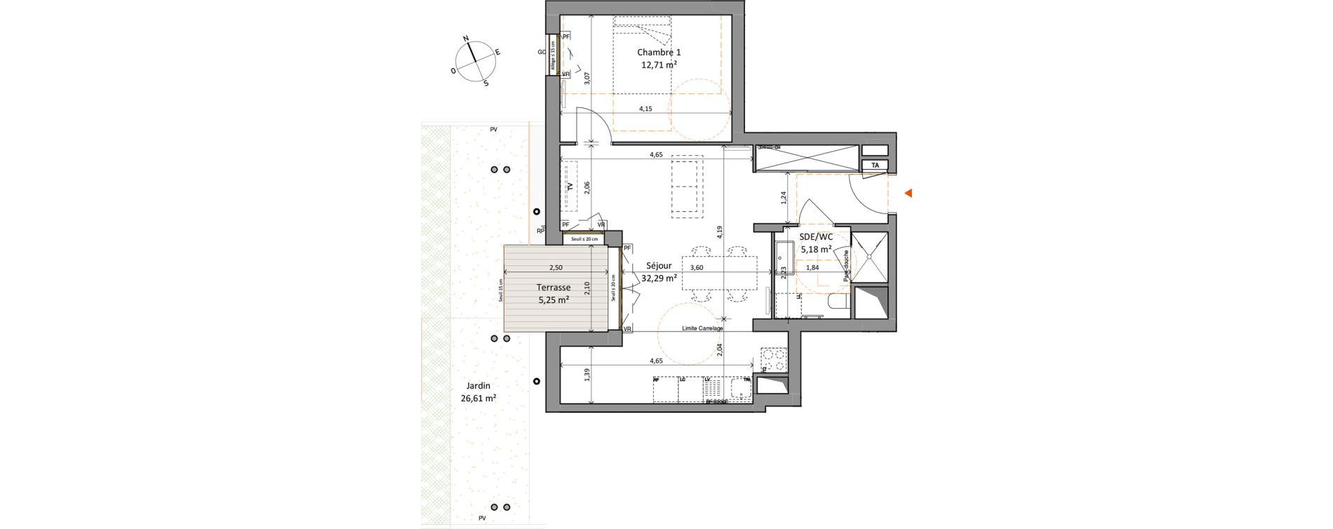 Appartement T2 de 50,18 m2 &agrave; Rueil-Malmaison L'arsenal