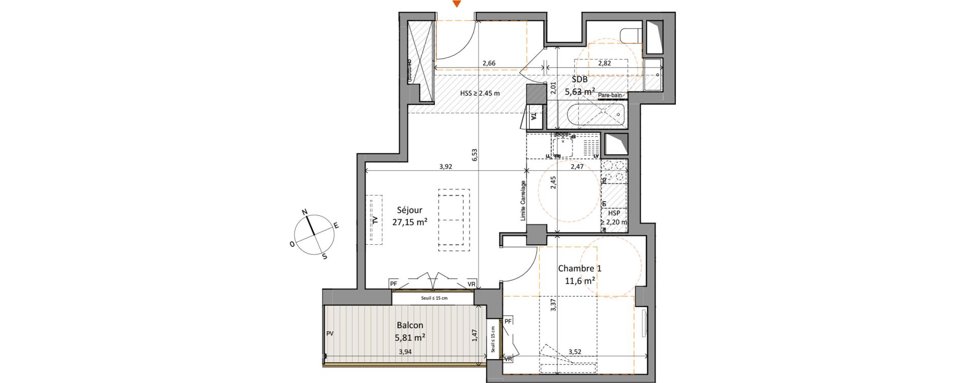 Appartement T2 de 44,38 m2 &agrave; Rueil-Malmaison L'arsenal