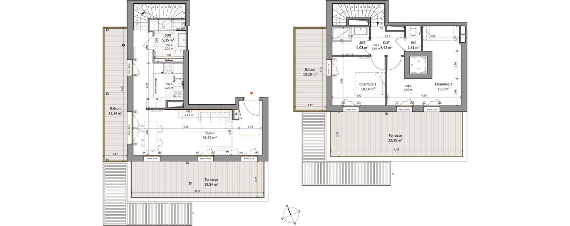 Appartement T3 de 74,14 m2 &agrave; Rueil-Malmaison L'arsenal