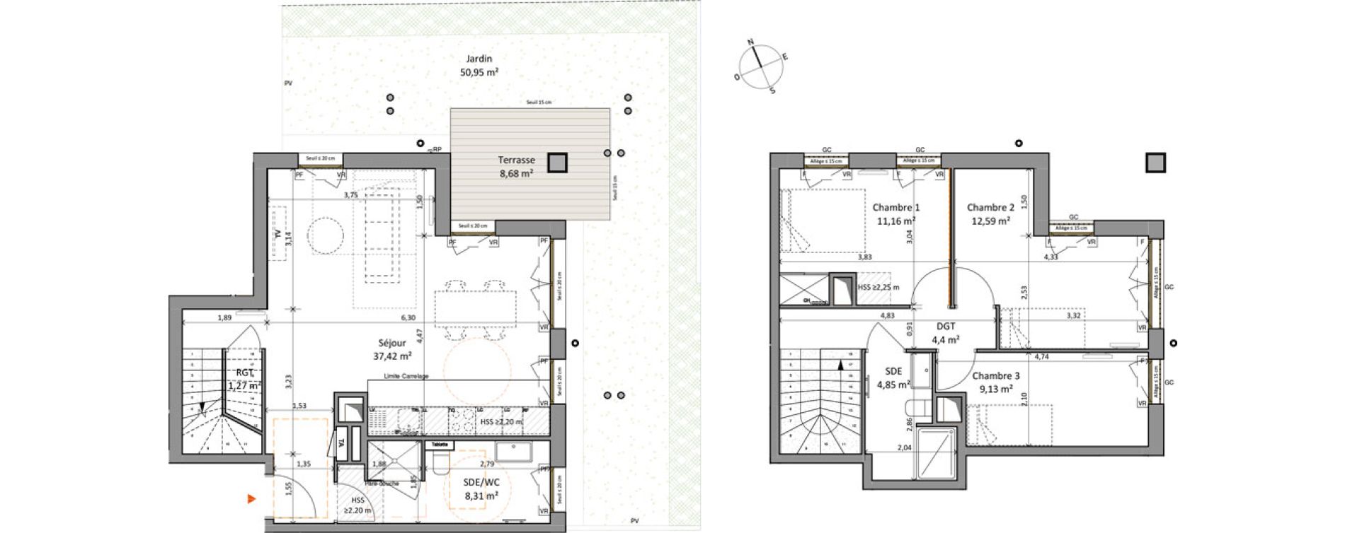Appartement T4 de 89,14 m2 &agrave; Rueil-Malmaison L'arsenal