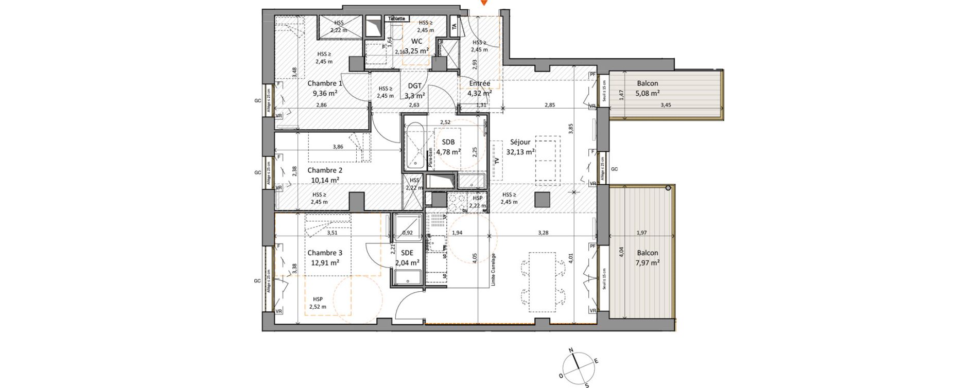 Appartement T4 de 82,23 m2 &agrave; Rueil-Malmaison L'arsenal