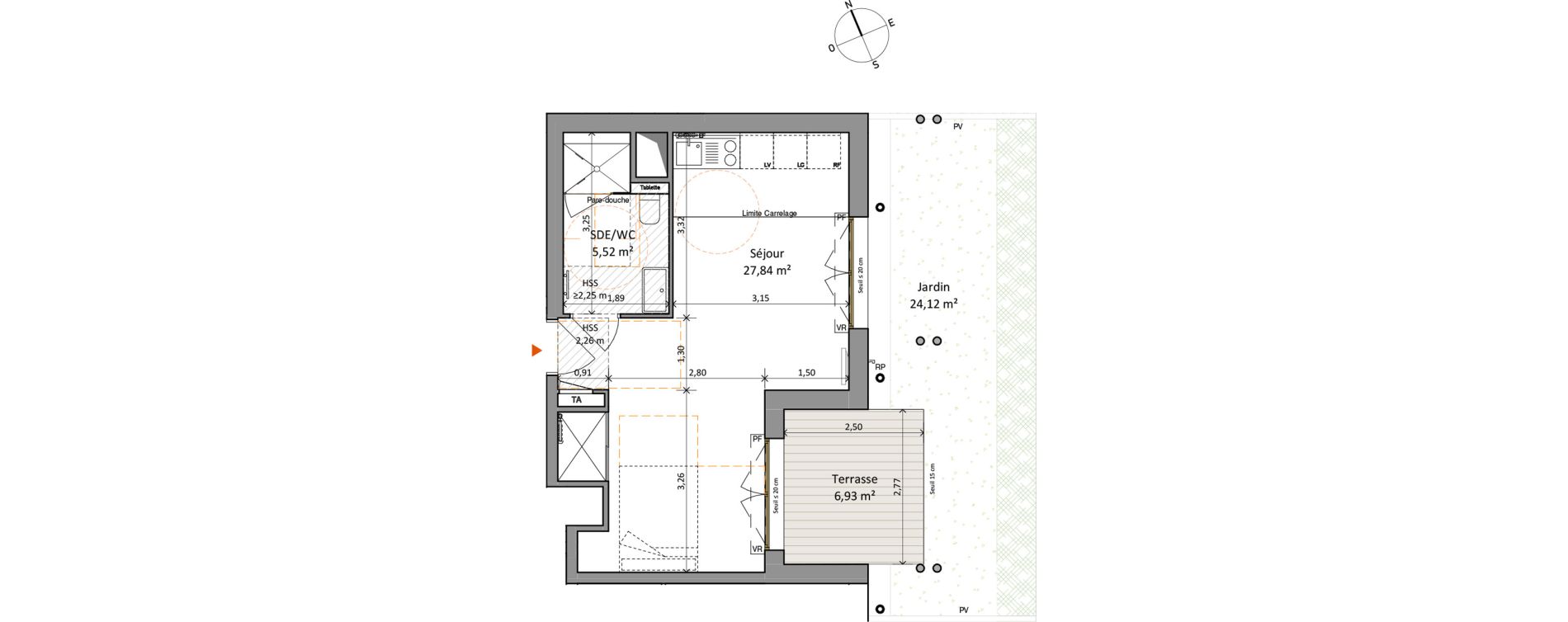 Appartement T1 de 33,36 m2 &agrave; Rueil-Malmaison L'arsenal