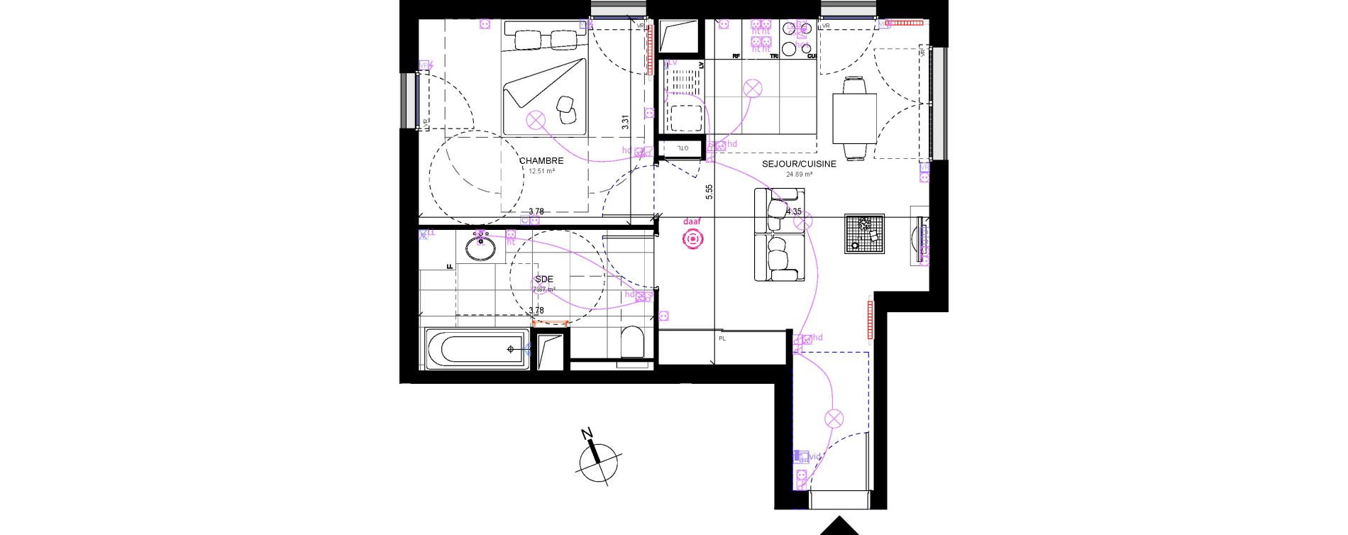 Appartement T2 de 45,27 m2 &agrave; Rueil-Malmaison Richelieu - ch&acirc;taigneraie