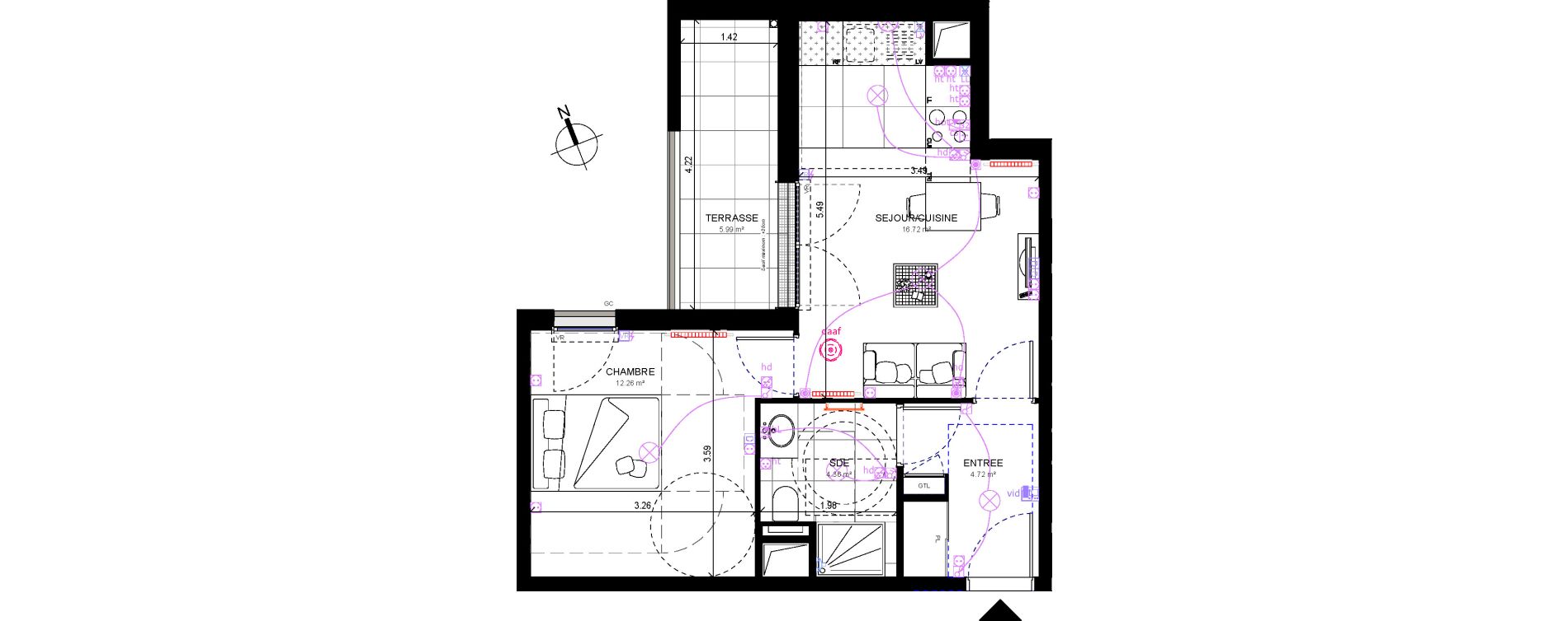Appartement T2 de 38,06 m2 &agrave; Rueil-Malmaison Richelieu - ch&acirc;taigneraie