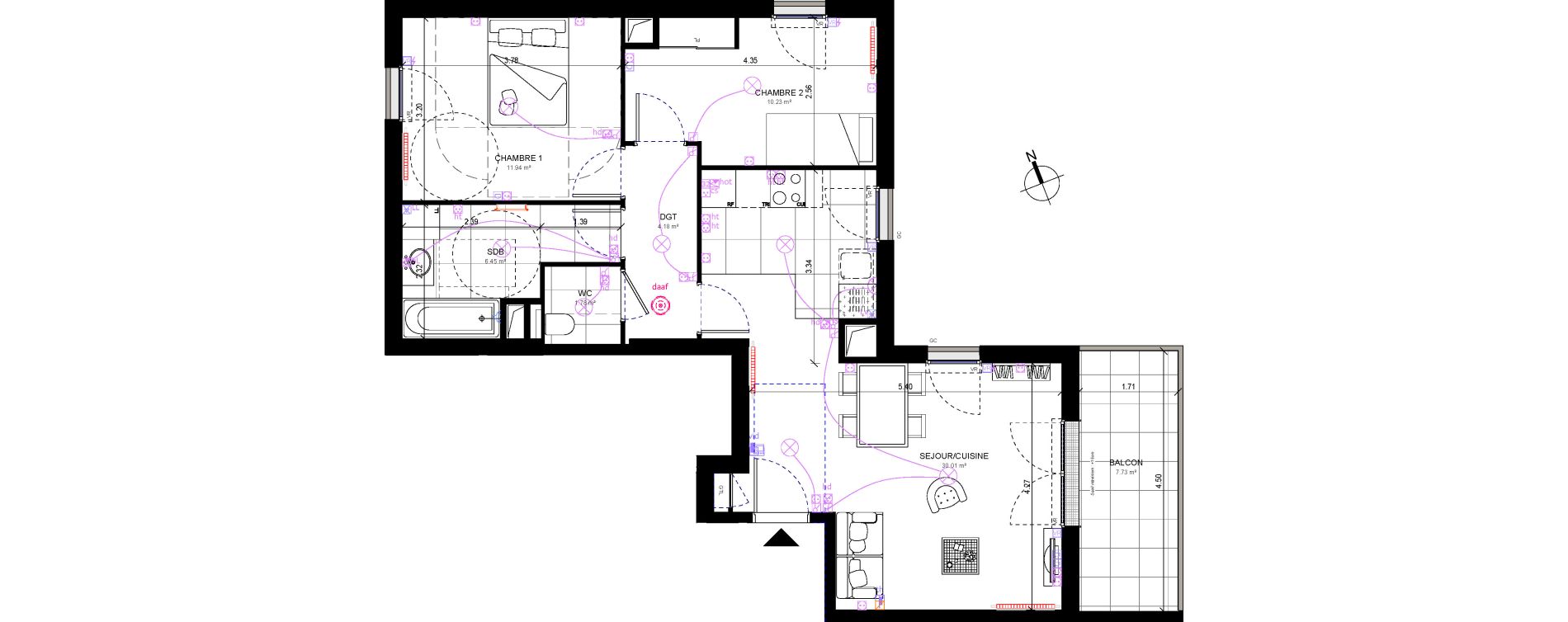 Appartement T3 de 64,59 m2 &agrave; Rueil-Malmaison Richelieu - ch&acirc;taigneraie
