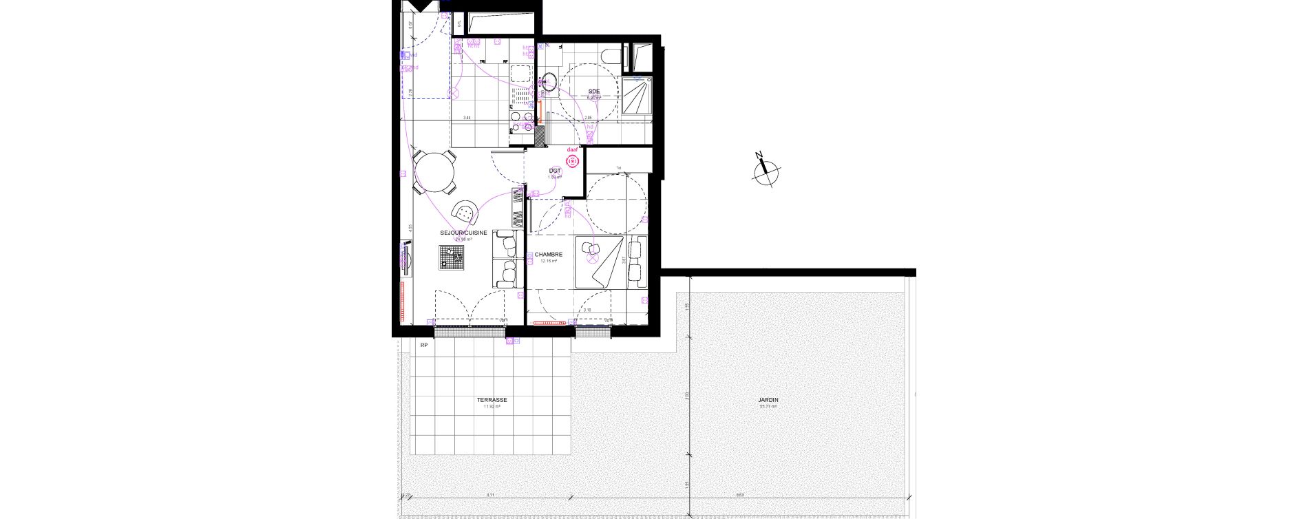 Appartement T2 de 45,75 m2 &agrave; Rueil-Malmaison Richelieu - ch&acirc;taigneraie