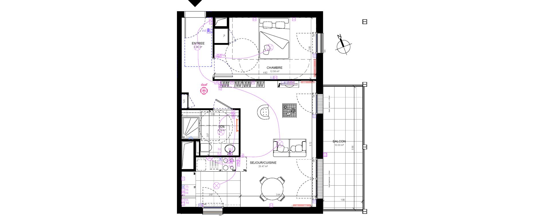 Appartement T2 de 49,77 m2 &agrave; Rueil-Malmaison Richelieu - ch&acirc;taigneraie