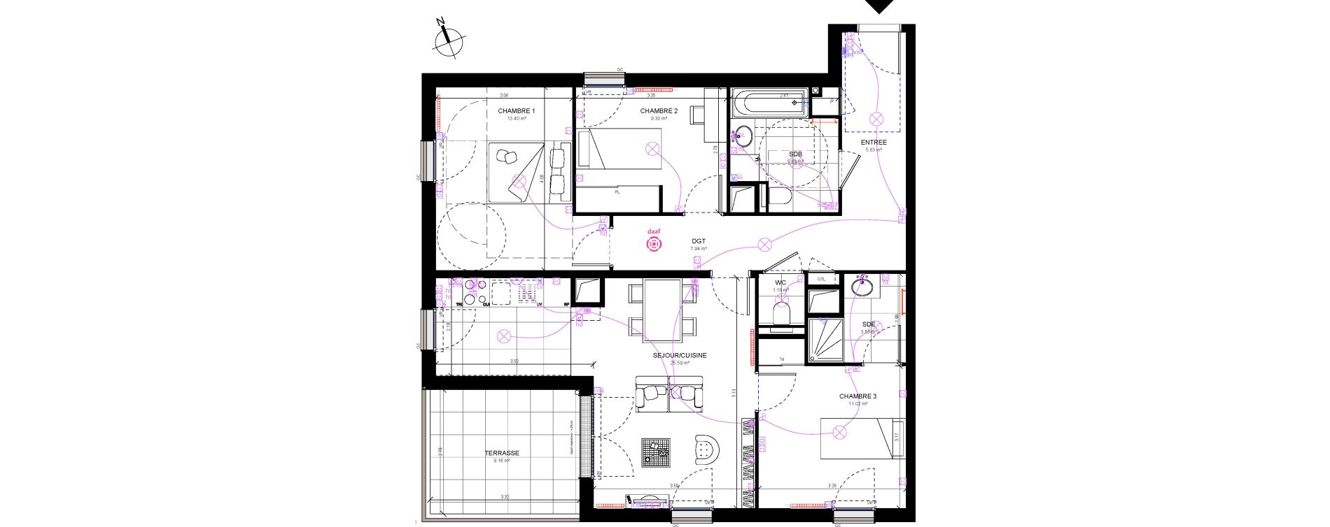 Appartement T4 de 83,47 m2 &agrave; Rueil-Malmaison Richelieu - ch&acirc;taigneraie