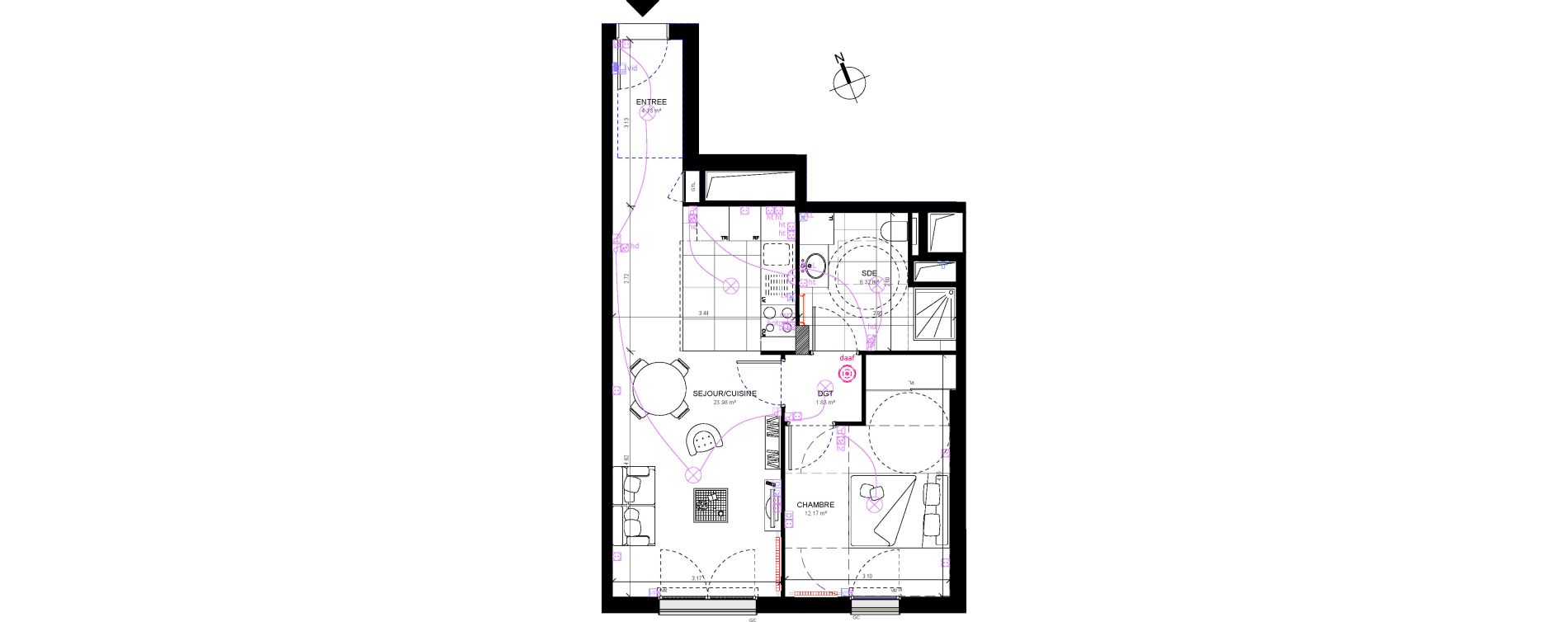Appartement T2 de 48,43 m2 &agrave; Rueil-Malmaison Richelieu - ch&acirc;taigneraie