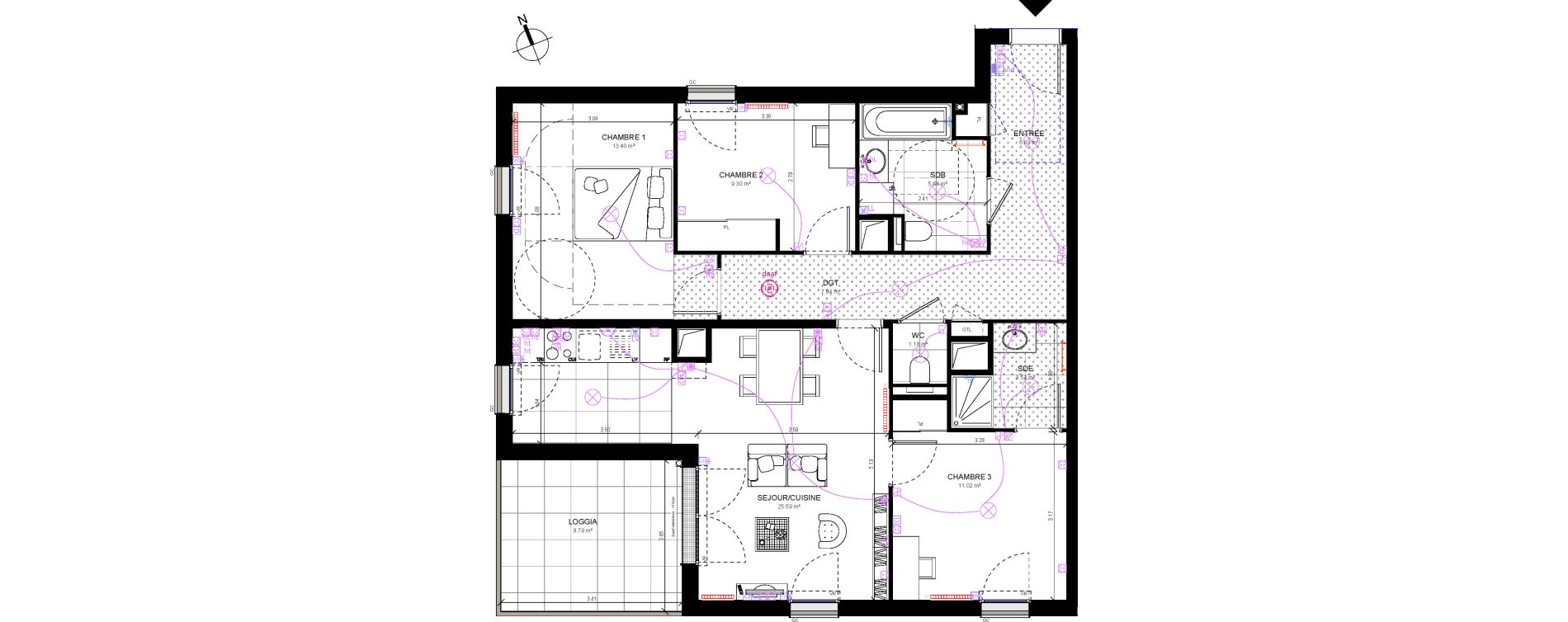 Appartement T4 de 83,67 m2 &agrave; Rueil-Malmaison Richelieu - ch&acirc;taigneraie