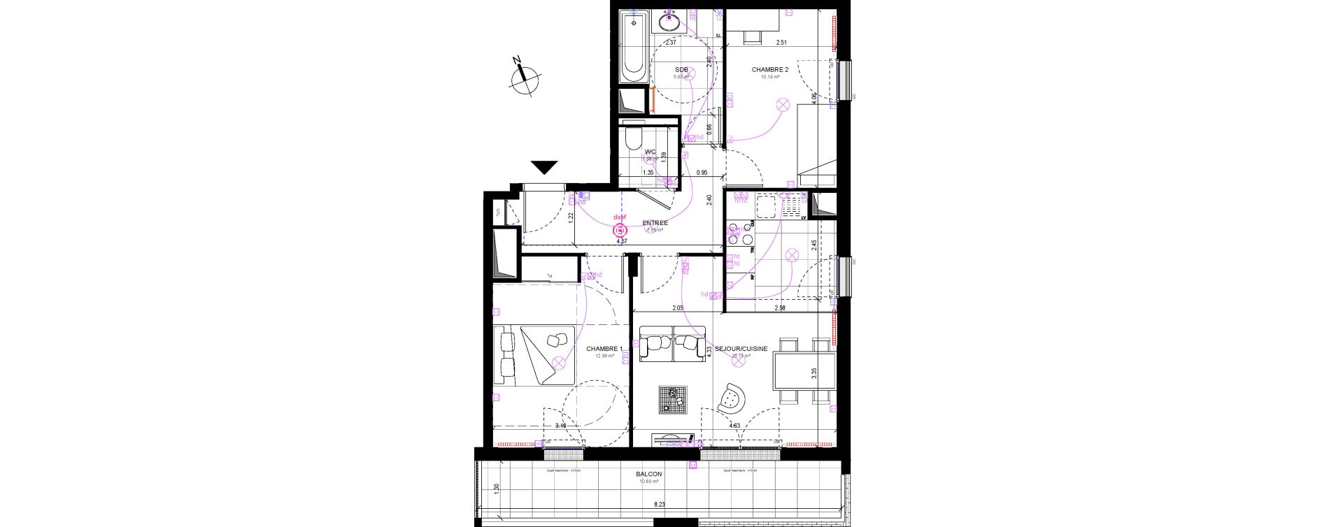 Appartement T3 de 61,60 m2 &agrave; Rueil-Malmaison Richelieu - ch&acirc;taigneraie