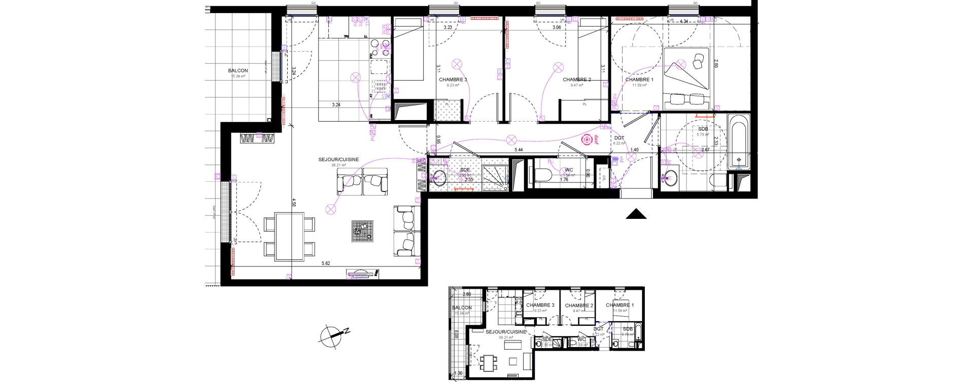 Appartement T4 de 84,43 m2 &agrave; Rueil-Malmaison Richelieu - ch&acirc;taigneraie