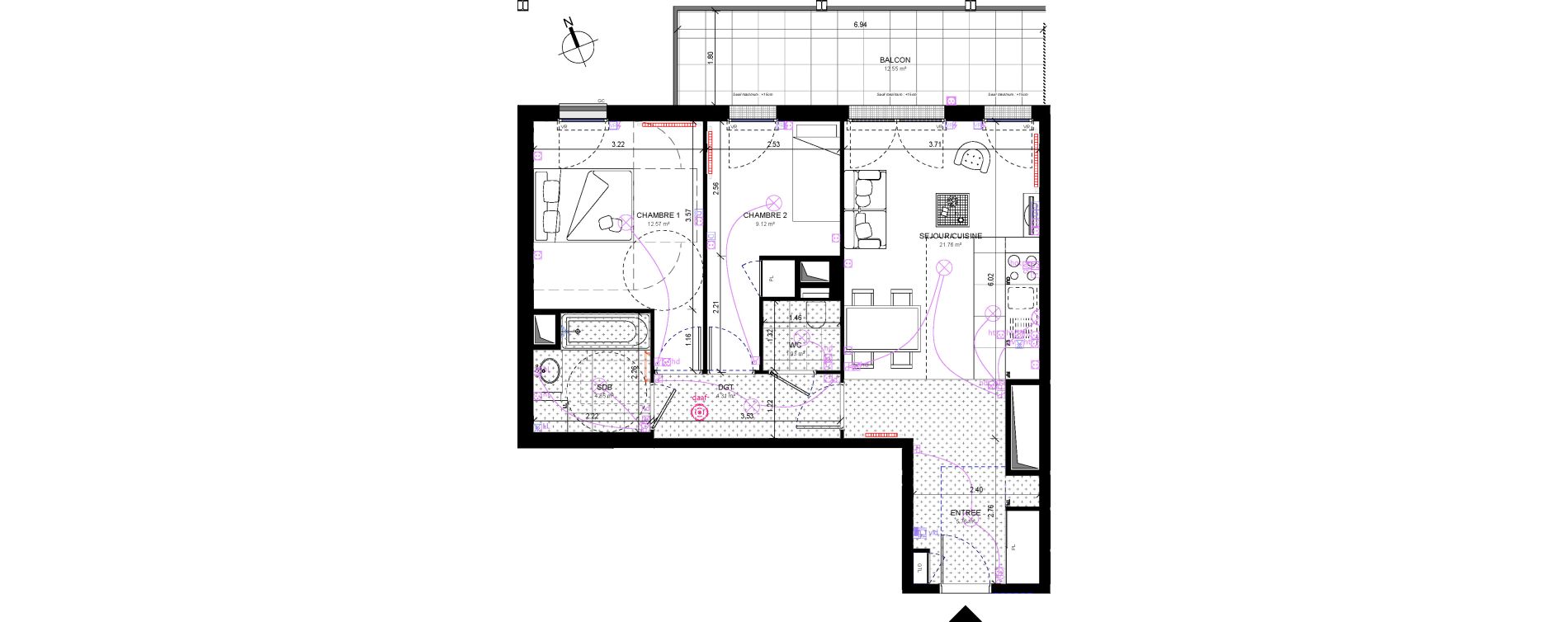 Appartement T3 de 60,10 m2 &agrave; Rueil-Malmaison Richelieu - ch&acirc;taigneraie