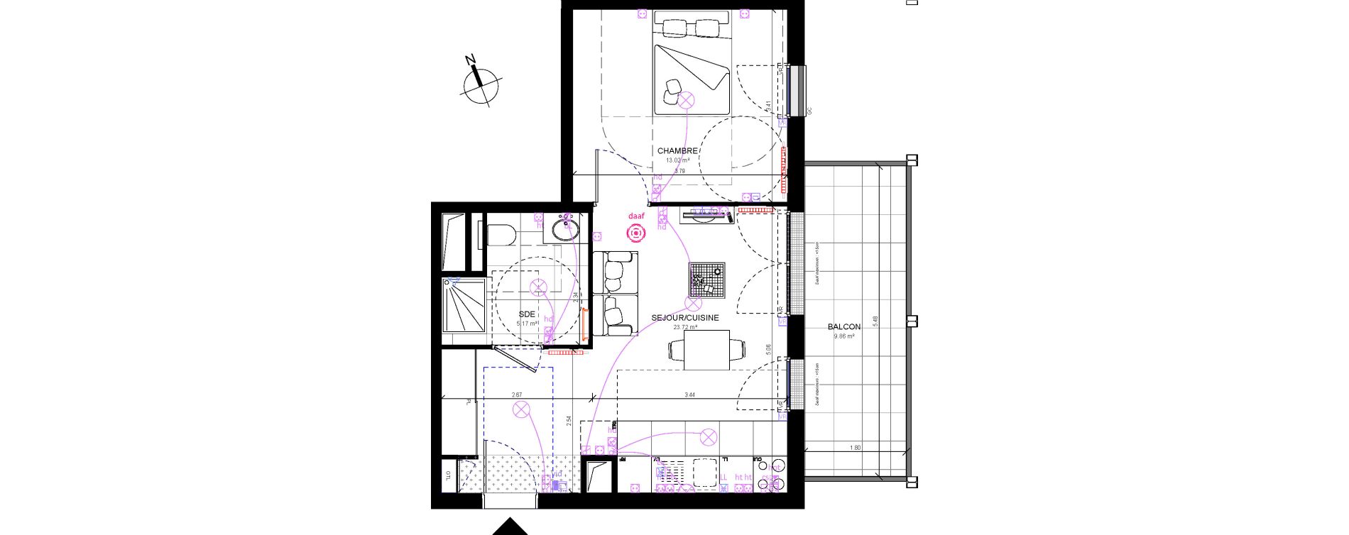 Appartement T2 de 41,91 m2 &agrave; Rueil-Malmaison Richelieu - ch&acirc;taigneraie