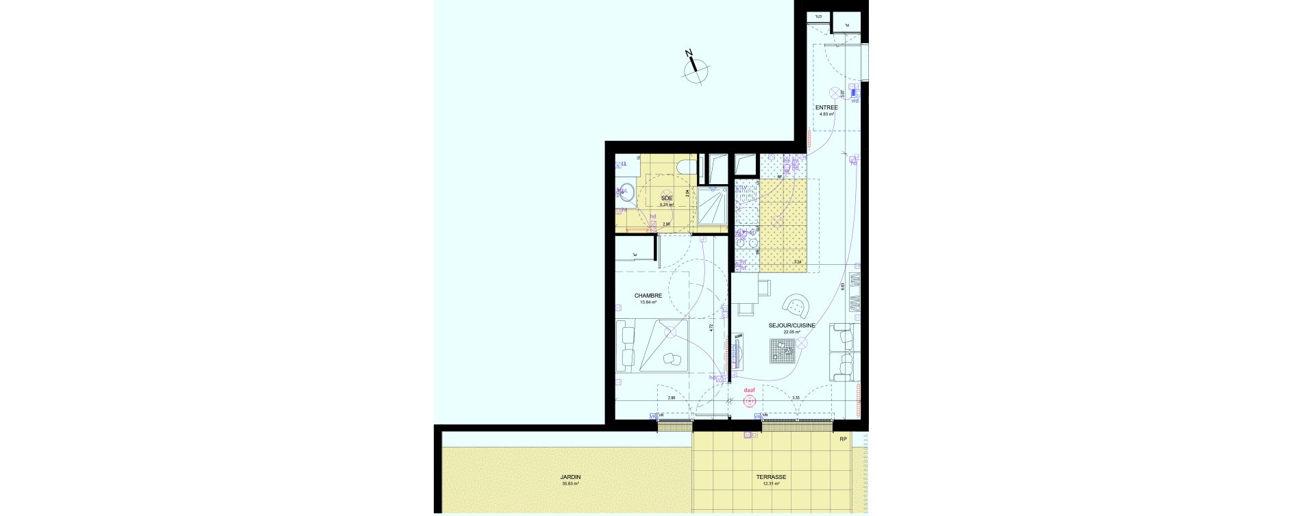 Appartement T2 de 45,77 m2 &agrave; Rueil-Malmaison Richelieu - ch&acirc;taigneraie