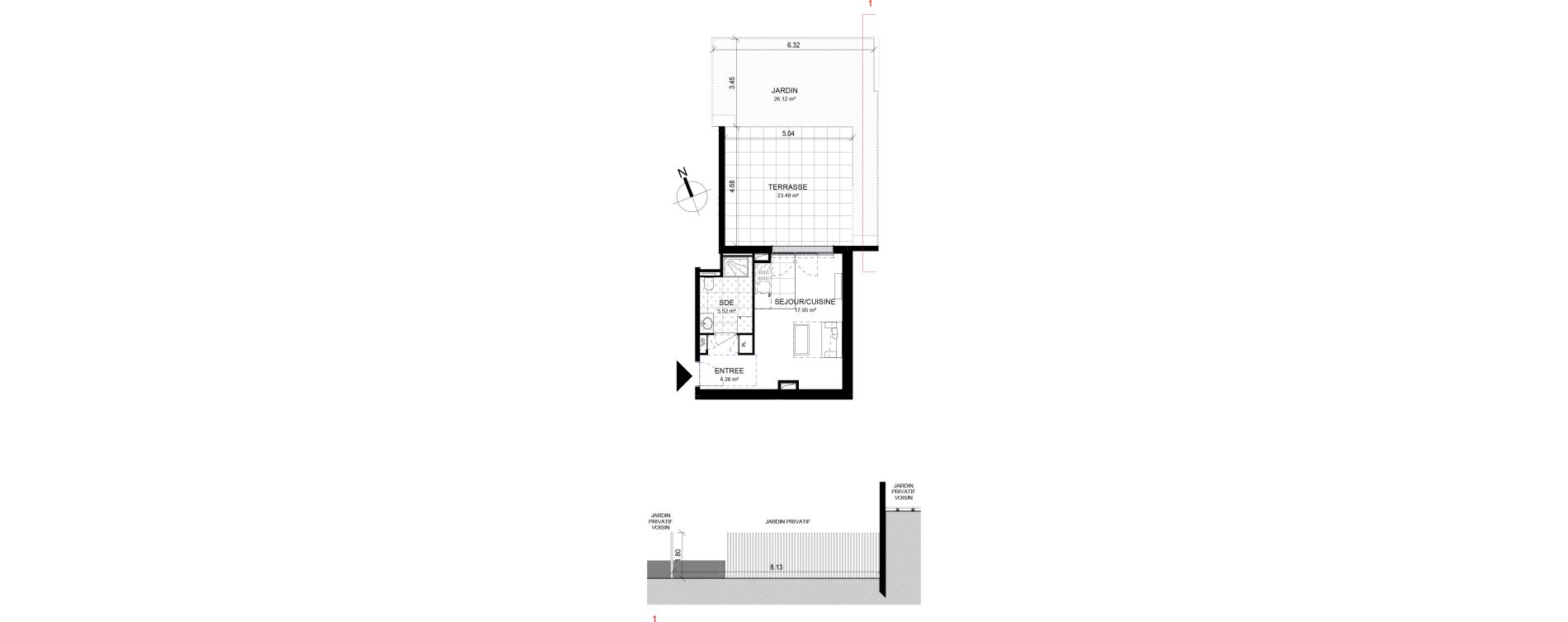 Appartement T1 de 27,73 m2 &agrave; Rueil-Malmaison Richelieu - ch&acirc;taigneraie