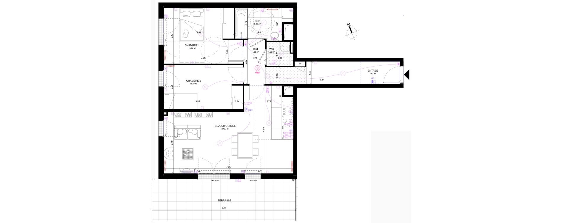 Appartement T3 de 73,25 m2 &agrave; Rueil-Malmaison Richelieu - ch&acirc;taigneraie