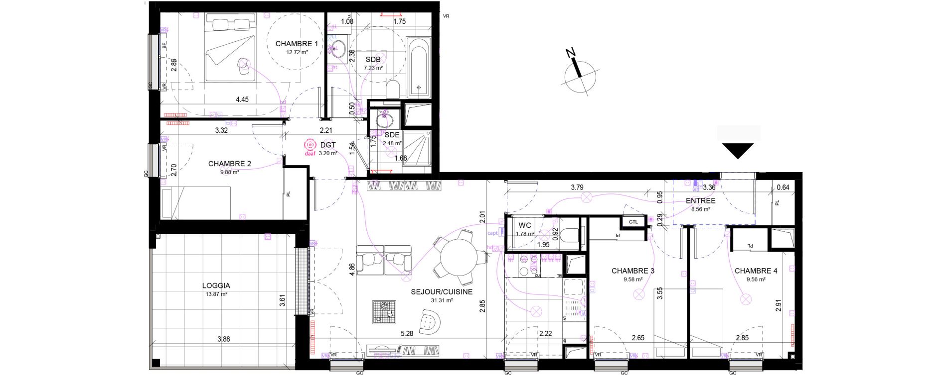 Appartement T5 de 96,30 m2 &agrave; Rueil-Malmaison Richelieu - ch&acirc;taigneraie