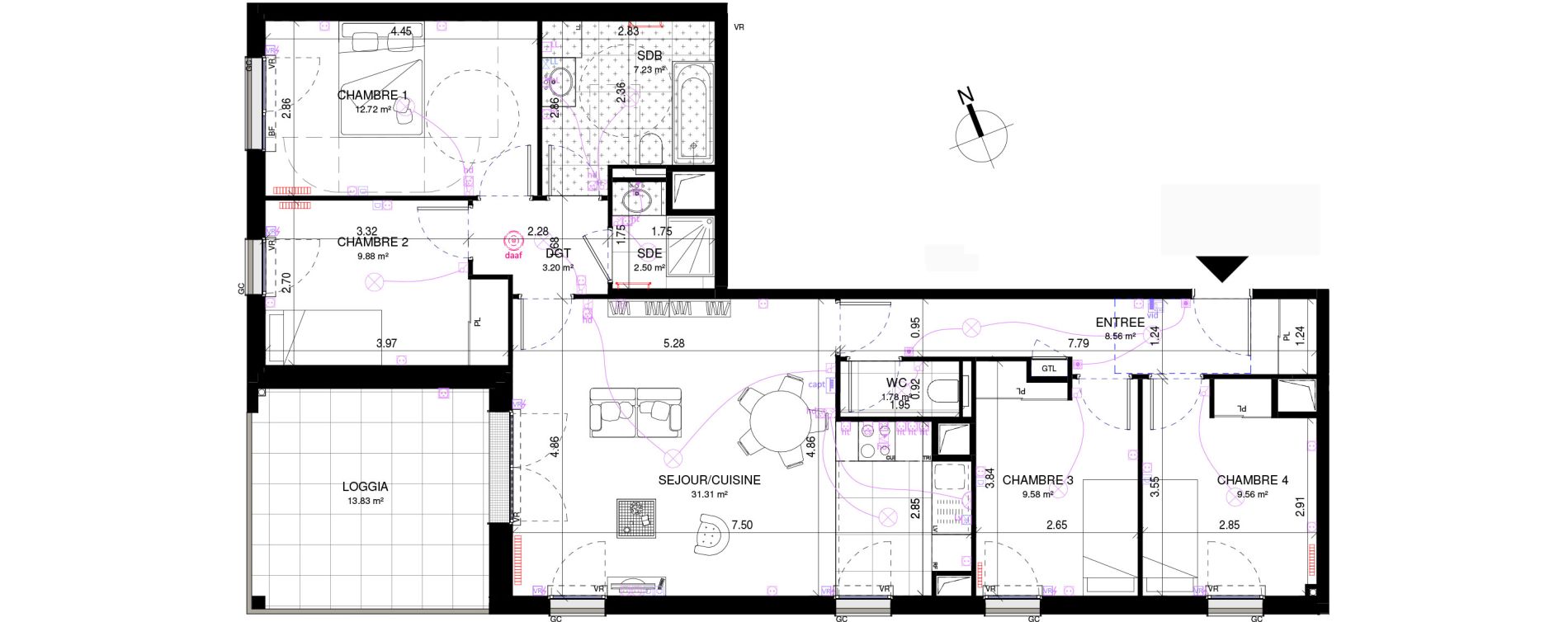 Appartement T5 de 96,32 m2 &agrave; Rueil-Malmaison Richelieu - ch&acirc;taigneraie