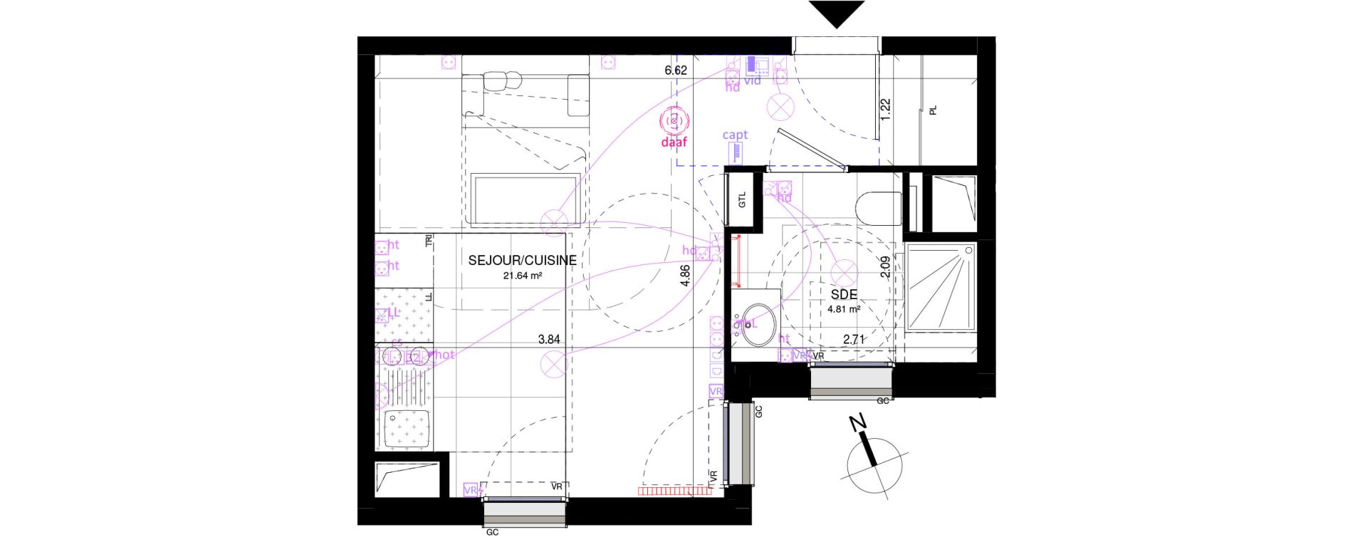 Appartement T1 de 26,45 m2 &agrave; Rueil-Malmaison Richelieu - ch&acirc;taigneraie