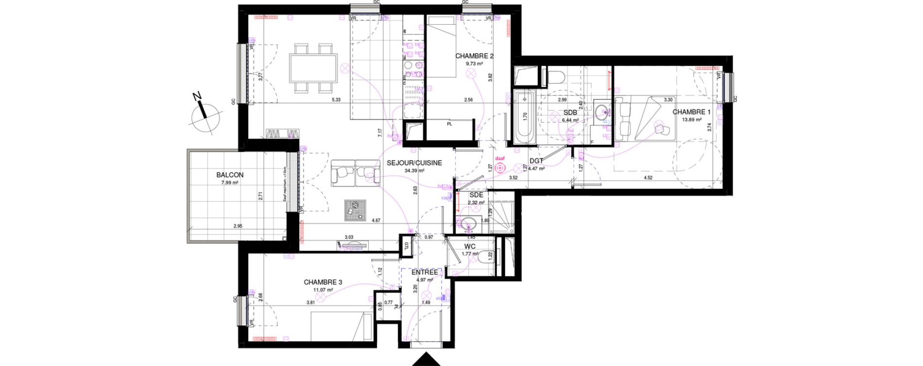 Appartement T4 de 89,05 m2 &agrave; Rueil-Malmaison Richelieu - ch&acirc;taigneraie