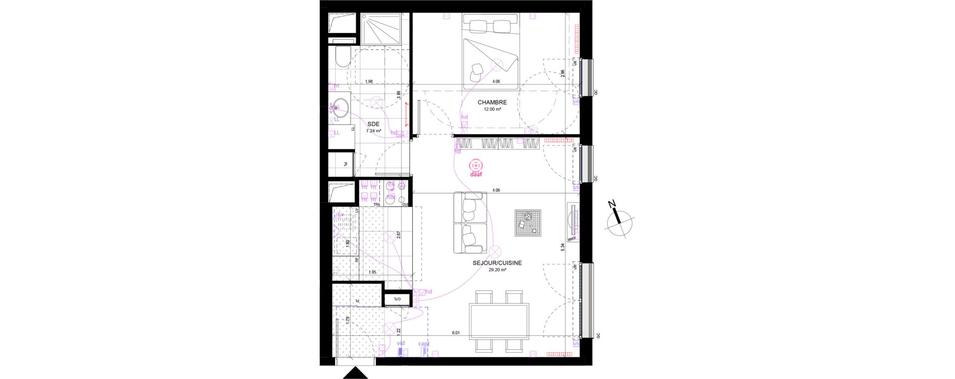 Appartement T2 de 48,44 m2 &agrave; Rueil-Malmaison Richelieu - ch&acirc;taigneraie