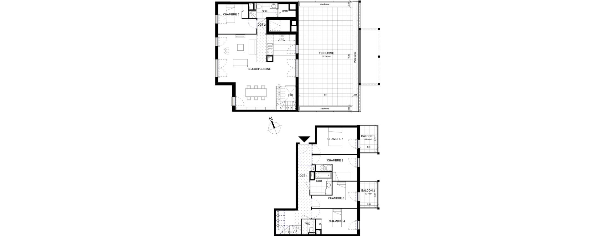 Duplex T6 de 132,67 m2 &agrave; Rueil-Malmaison Richelieu - ch&acirc;taigneraie