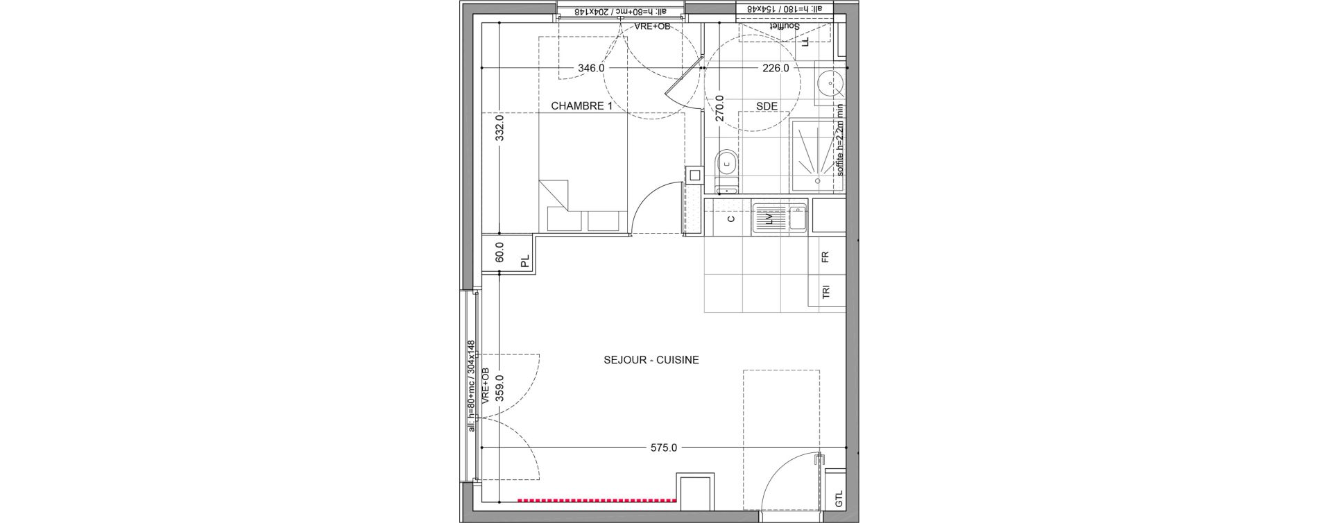 Appartement T2 de 42,20 m2 &agrave; Rueil-Malmaison L'arsenal