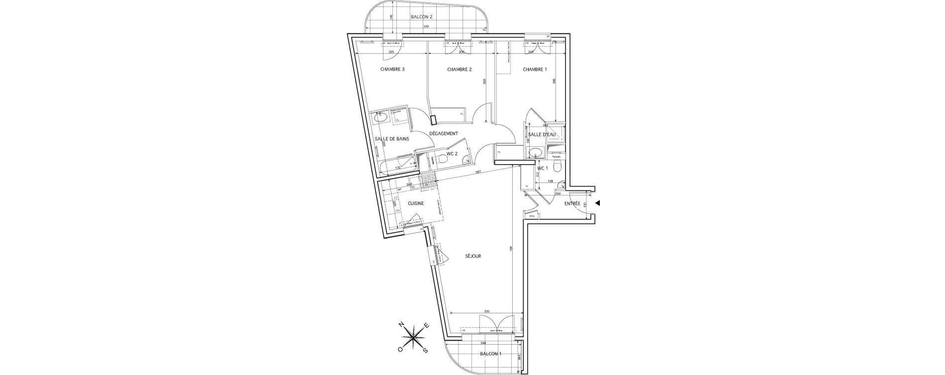 Appartement T4 de 87,93 m2 &agrave; Rueil-Malmaison Le mont-val&eacute;rien