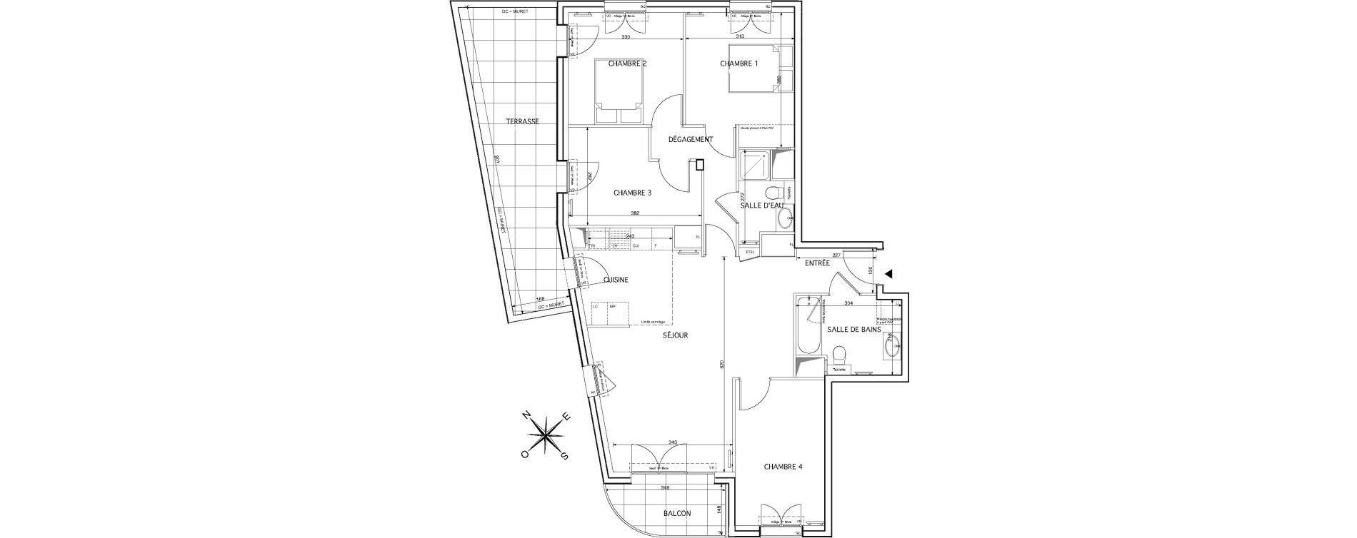 Appartement T5 de 93,57 m2 &agrave; Rueil-Malmaison Le mont-val&eacute;rien