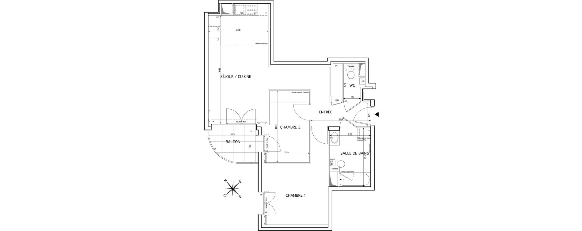 Appartement T3 de 60,93 m2 &agrave; Rueil-Malmaison Le mont-val&eacute;rien